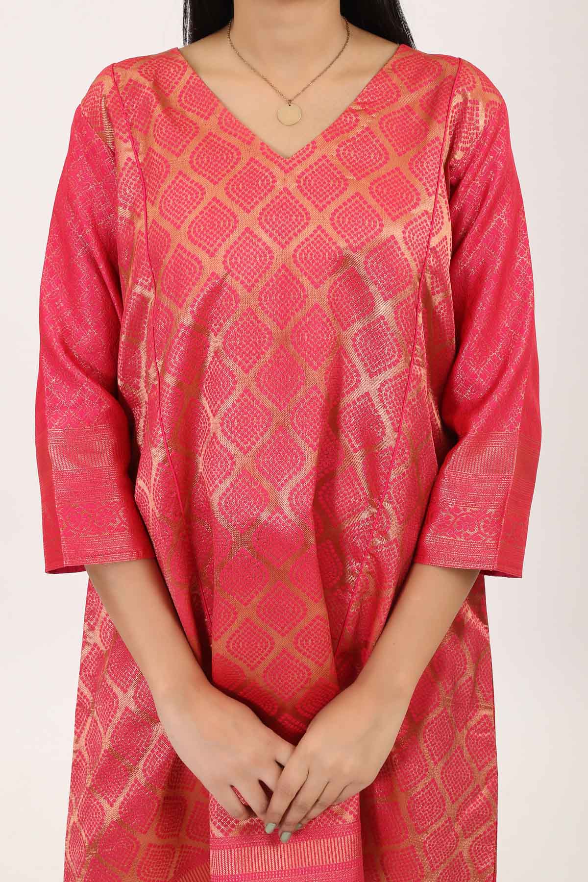 Pink Brocade Silk Kurta & Pants