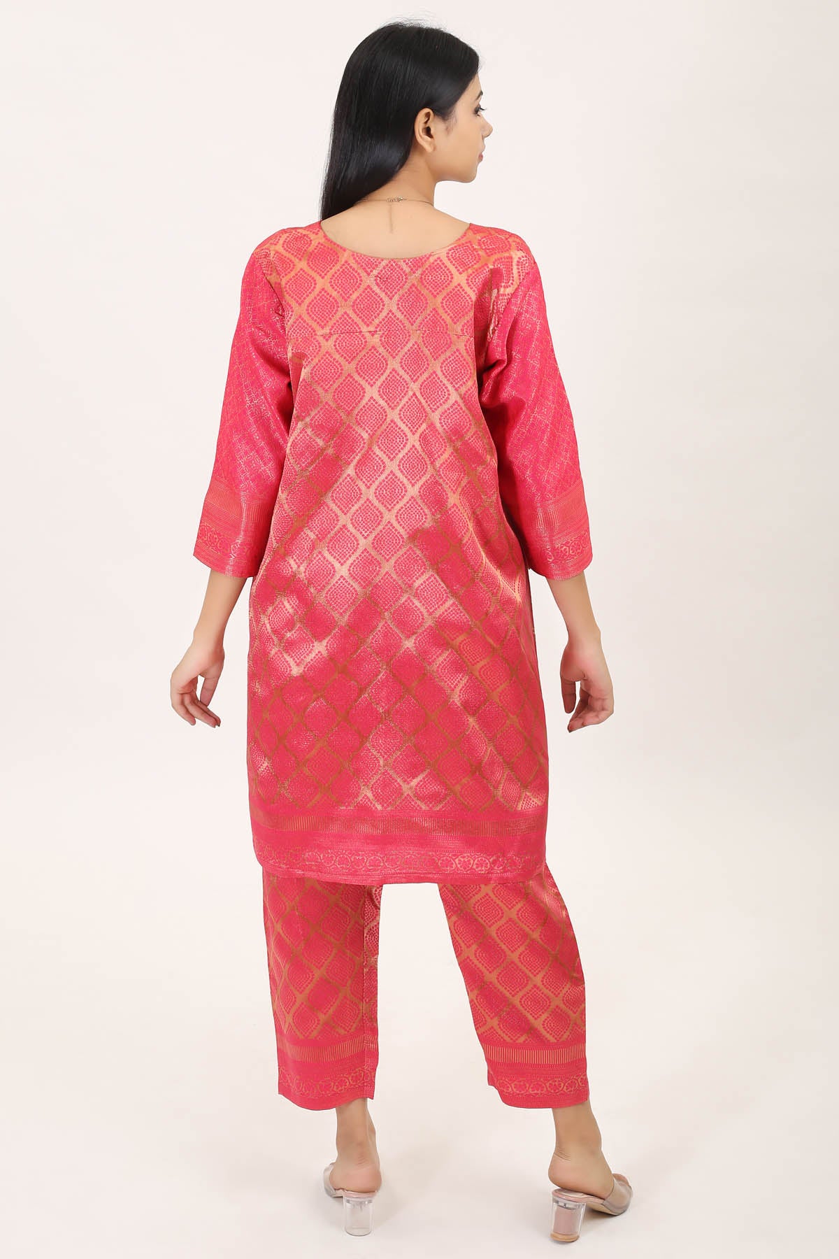Pink Brocade Silk Kurta & Pants