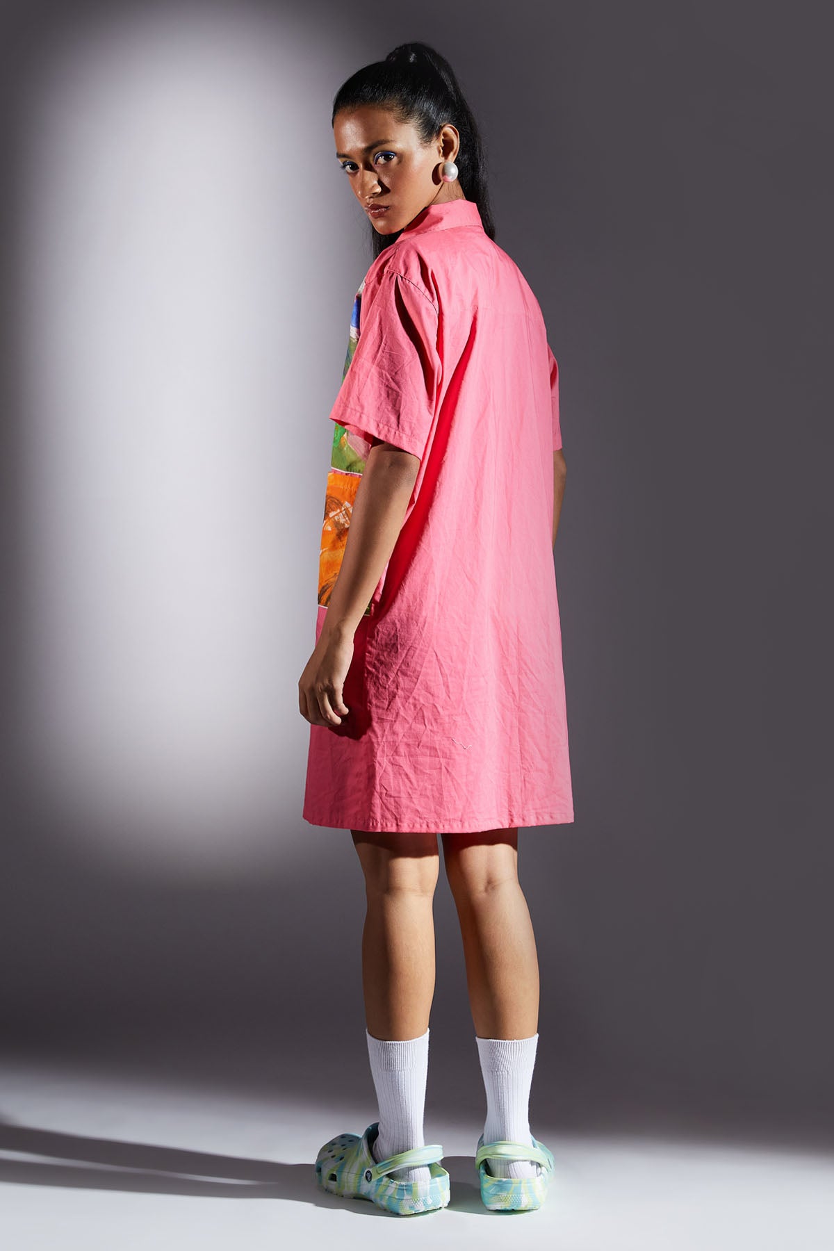 Pink Button Up Shirt Dress