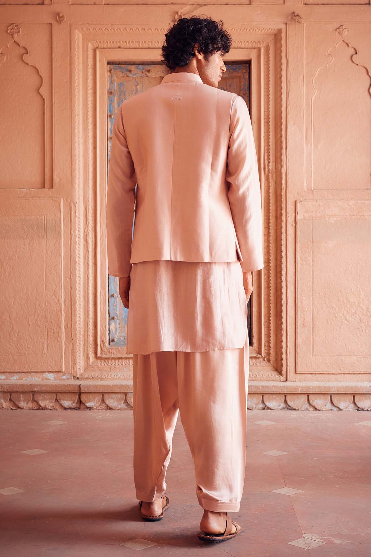 Pink Chanderi Silk Bandi Set