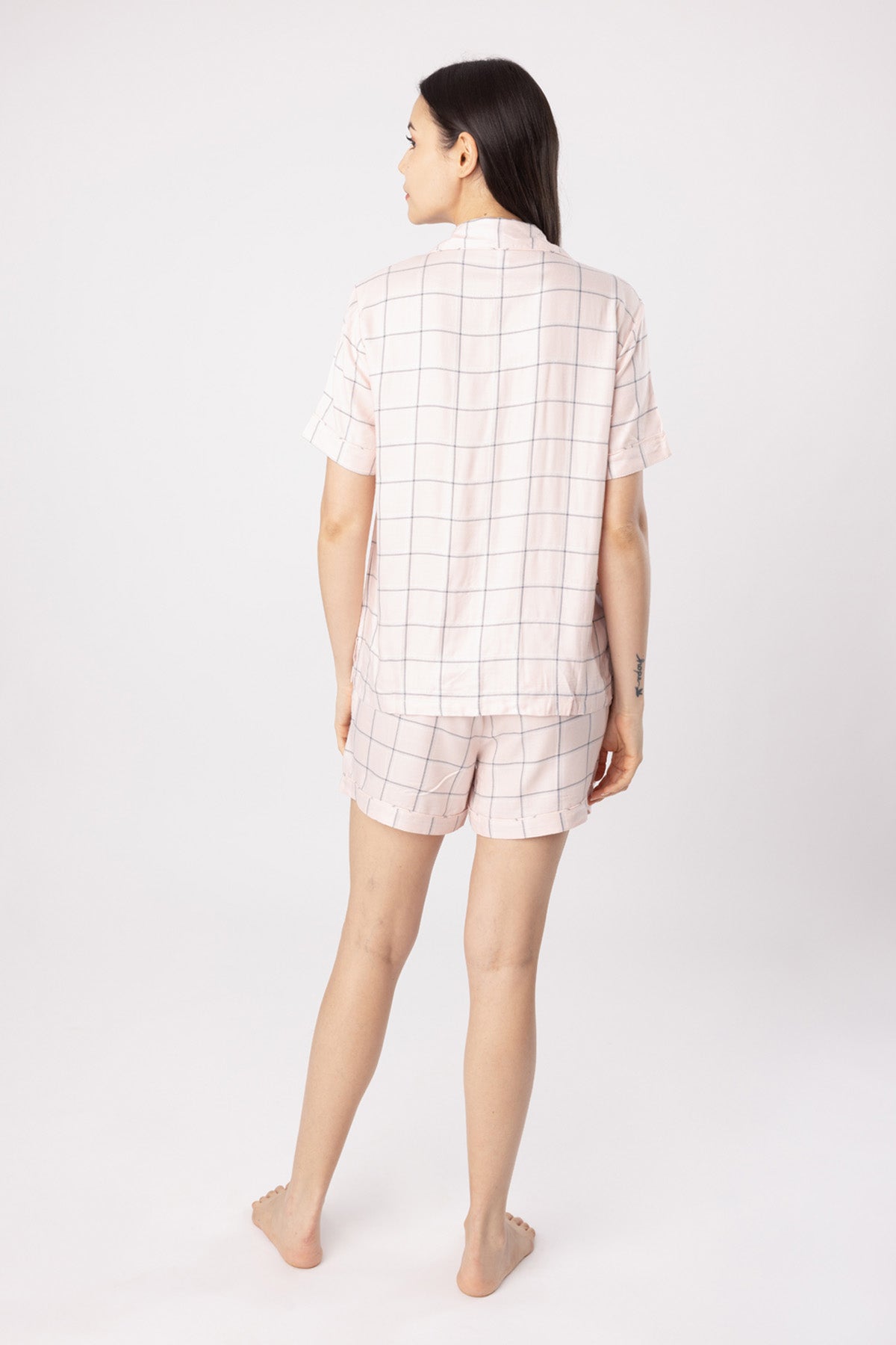 Pink Checkered Shorts Set