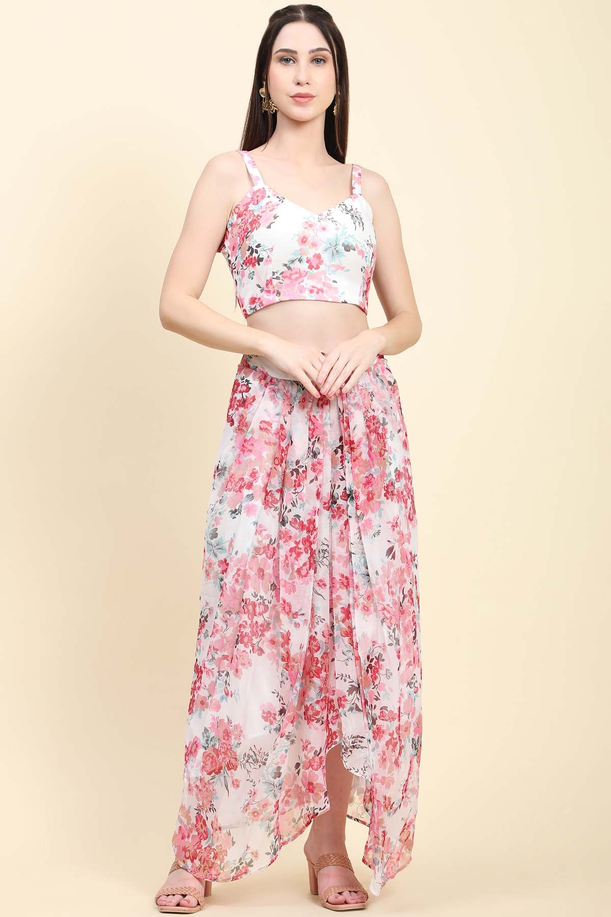 Pink Chiffon Cape Set