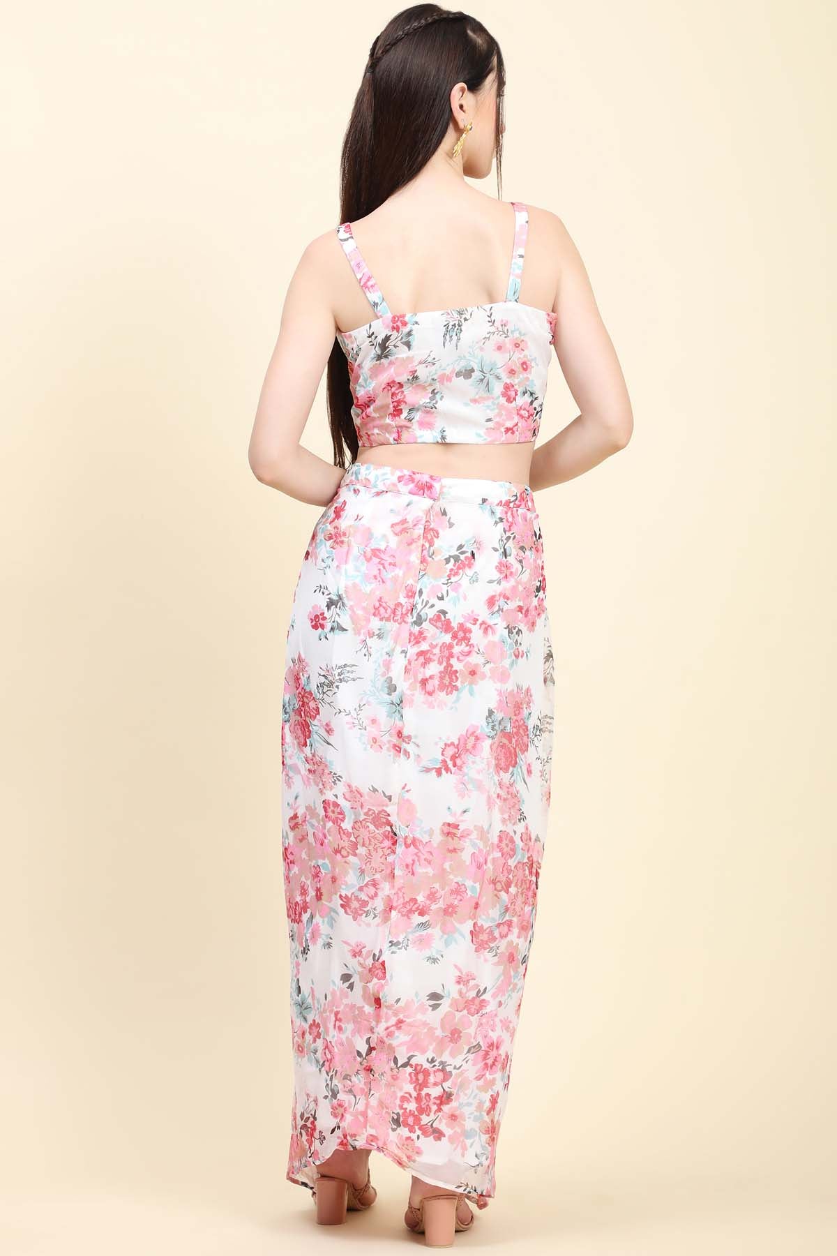 Pink Chiffon Cape Set