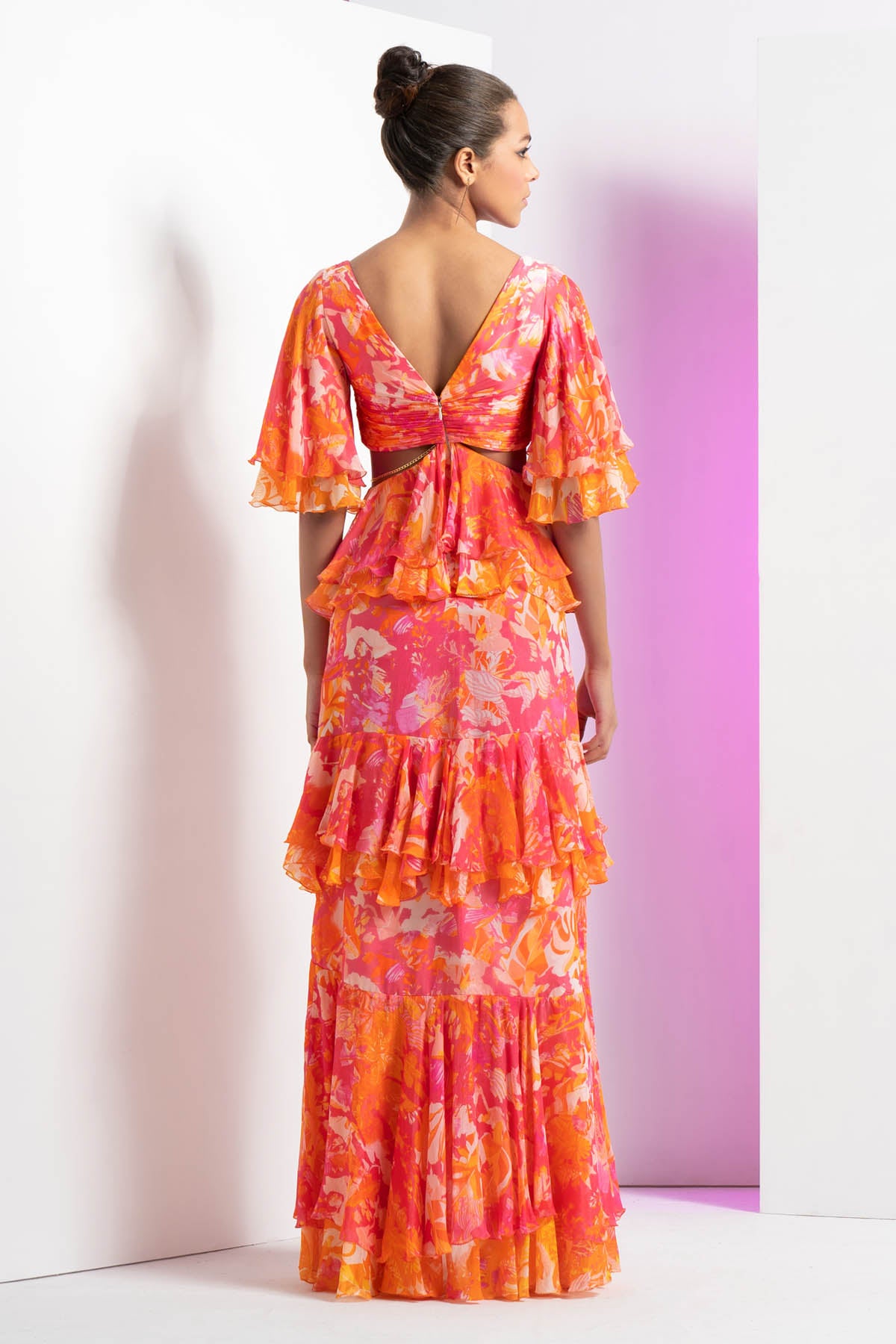 Pink Chiffon Layered Dress