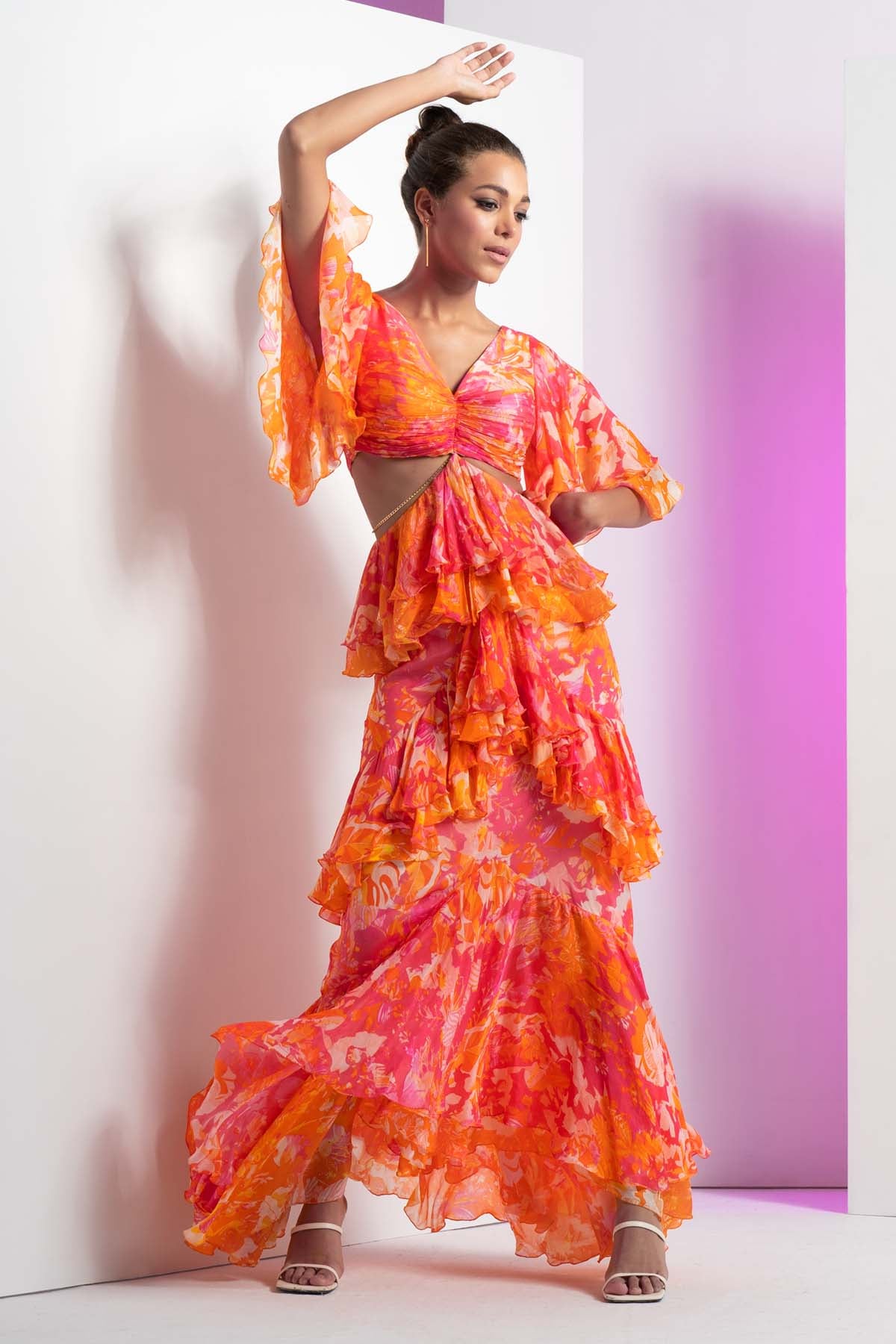 Pink Chiffon Layered Dress