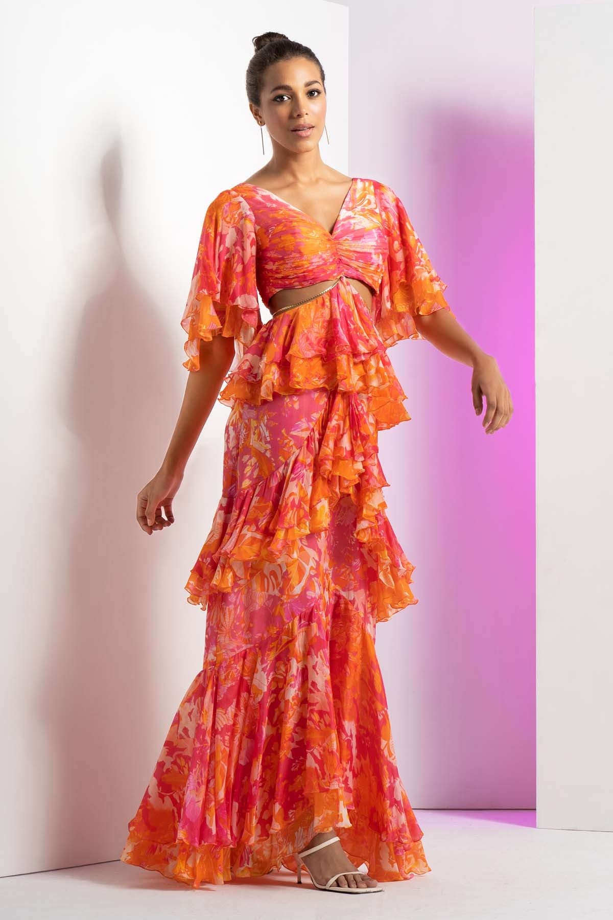 Pink Chiffon Layered Dress