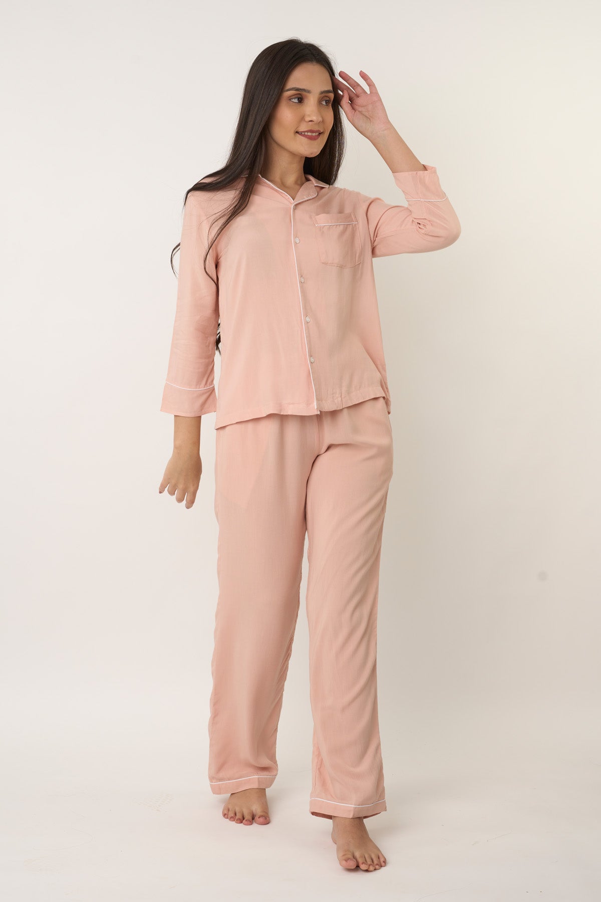 Pink Cotton Blend Pyjama Set