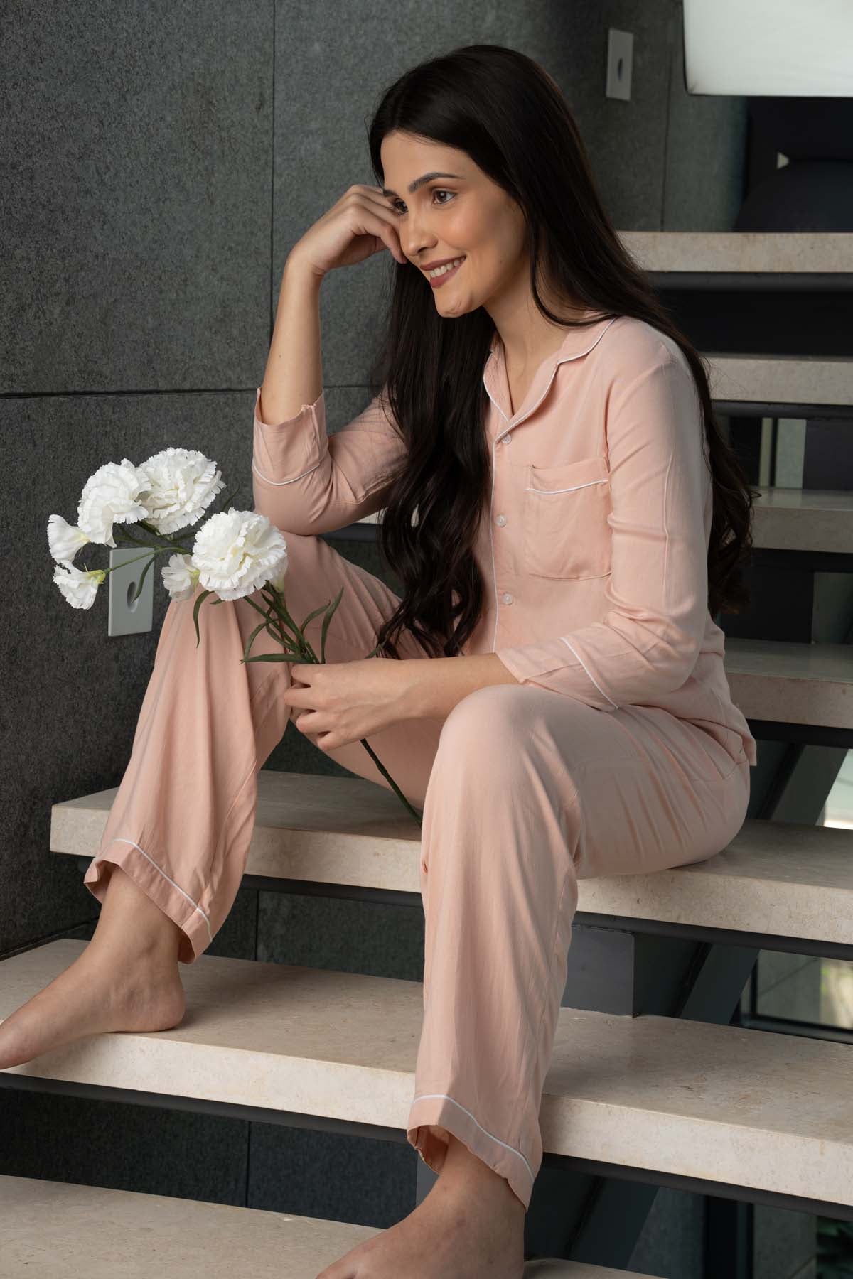 Pink Cotton Blend Pyjama Set