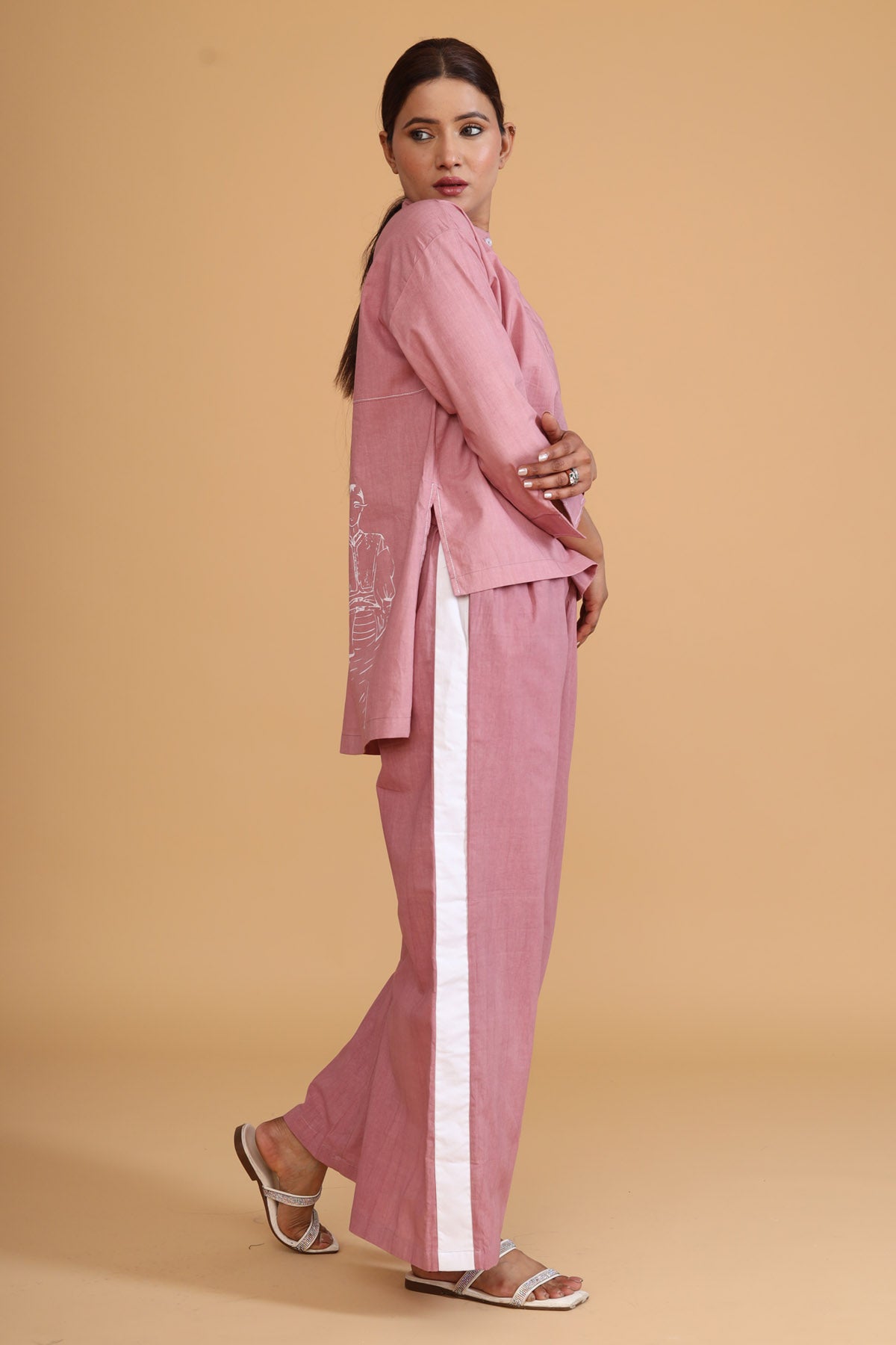 Pink Cotton Poplin High Low Top