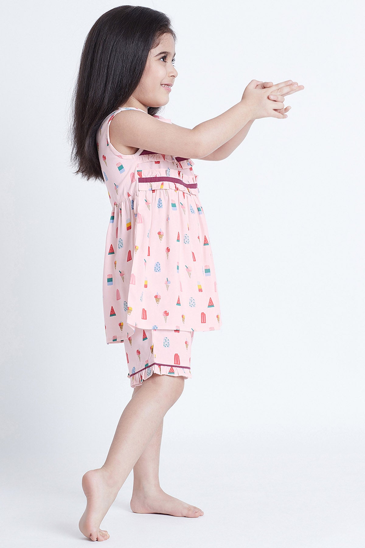 Pink Cotton Printed Sleepwear