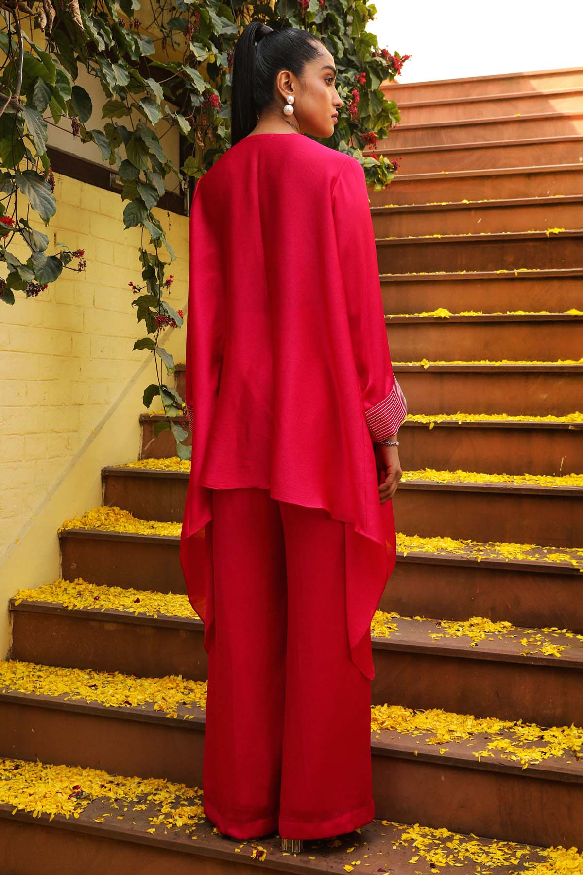 Pink Crystal Strings Kaftan Set