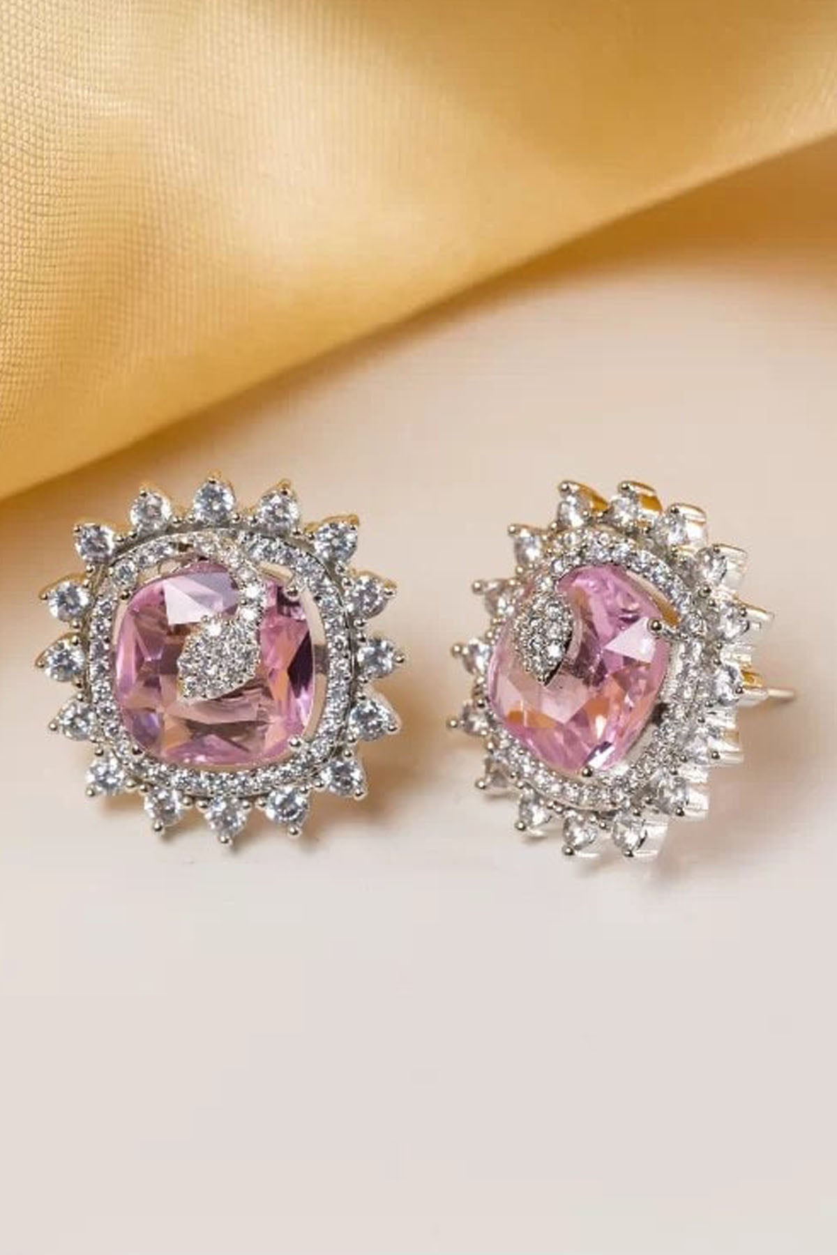 Pink Crystal Stud Earrings
