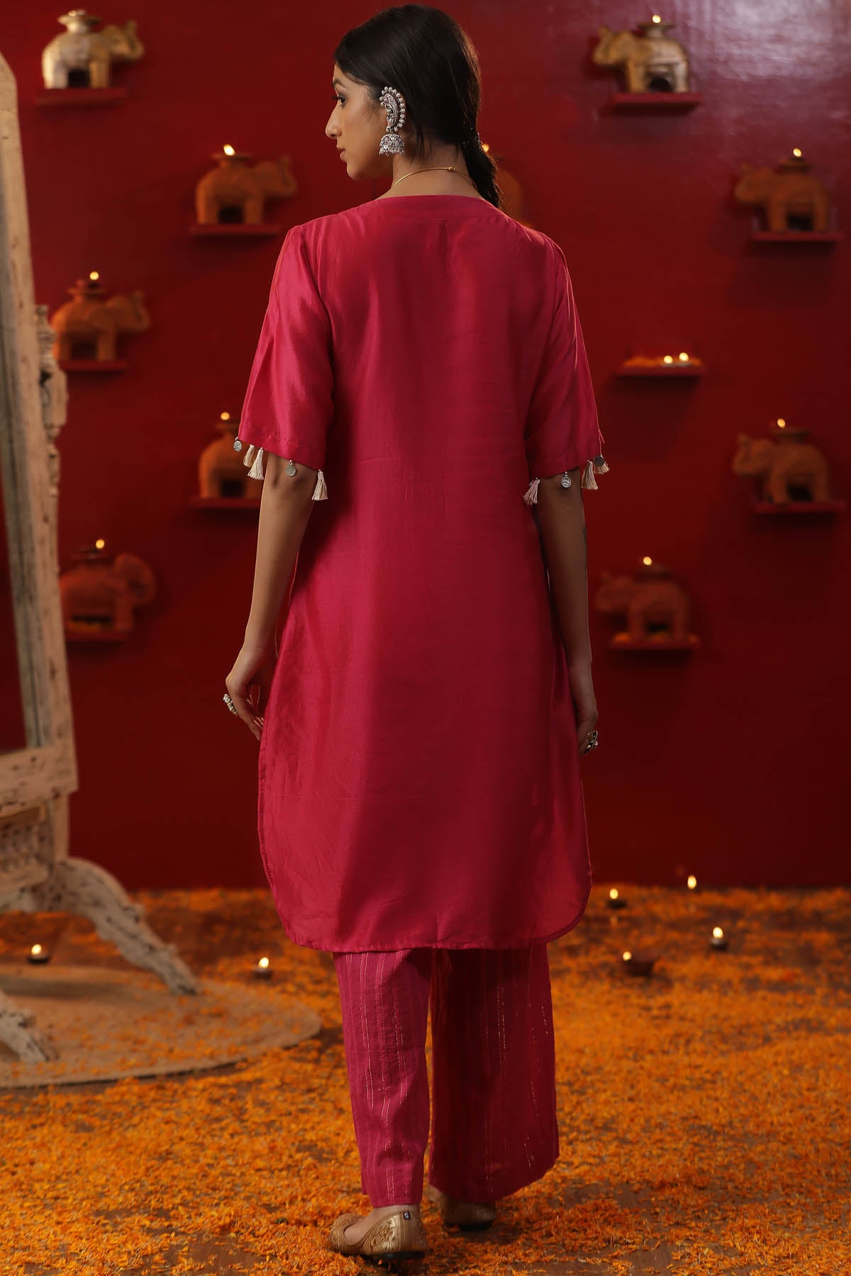 Pink Dori Work Kurta & Pants
