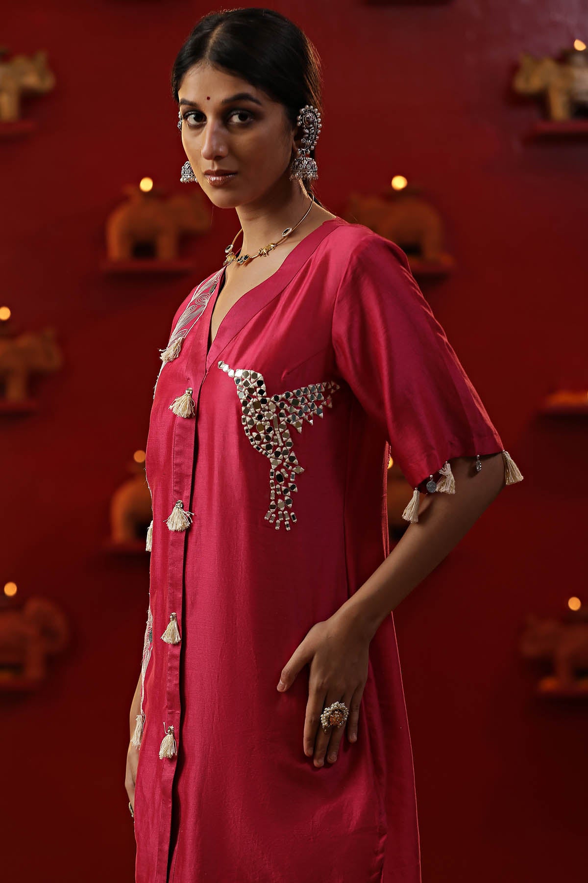 Pink Dori Work Kurta & Pants