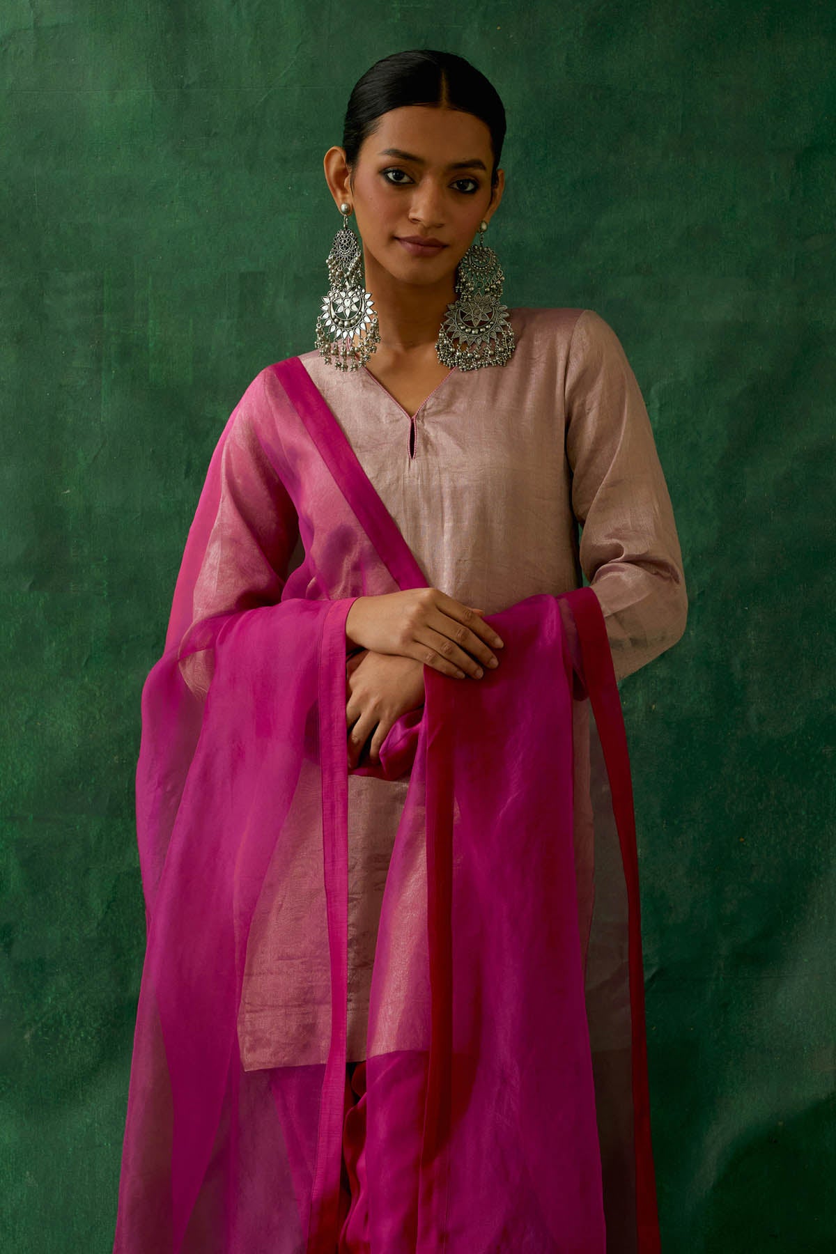 Pink Dori Pipe Detail Kurta Set