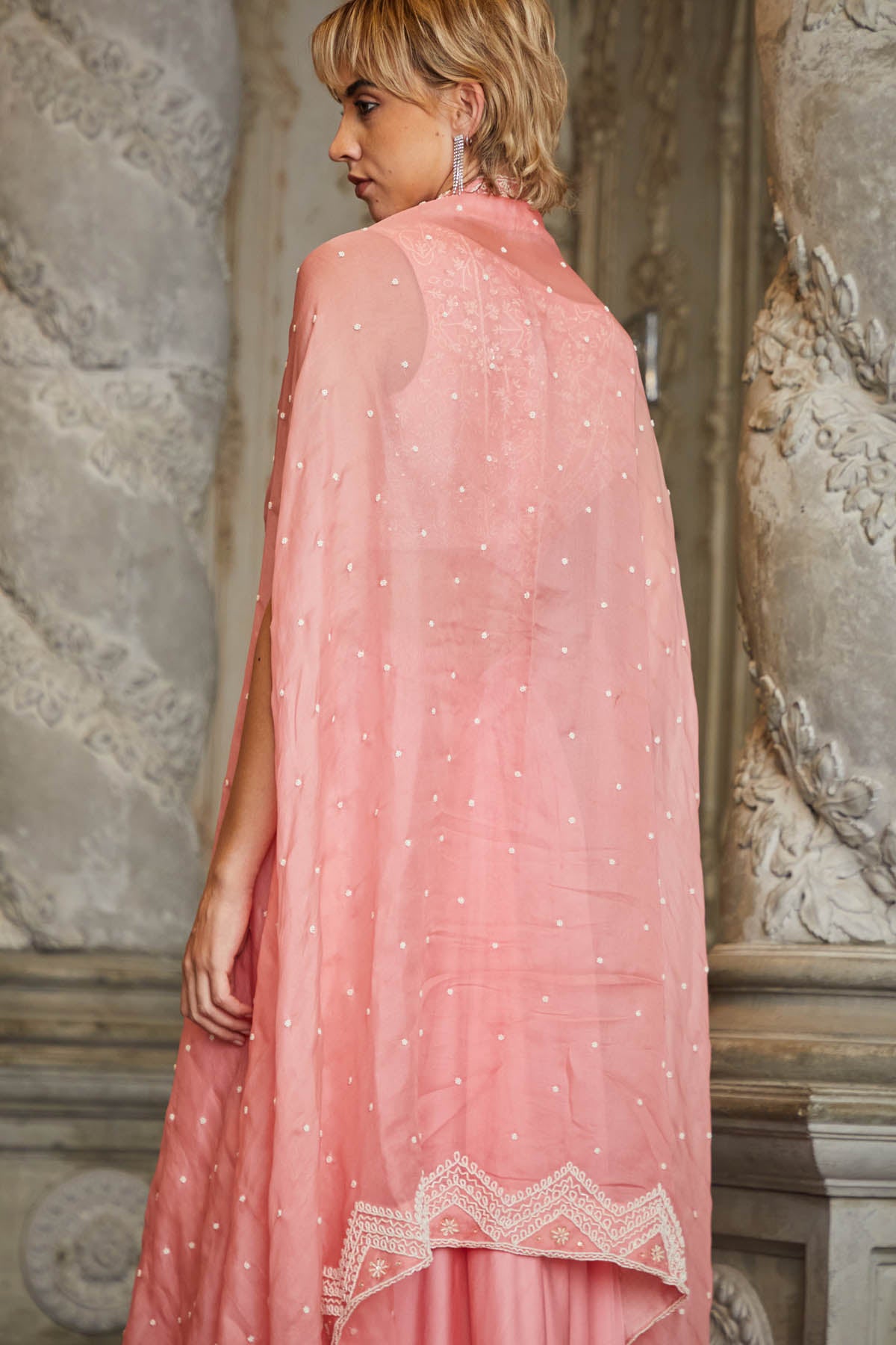 Pink Drape Skirt & Jacket Set