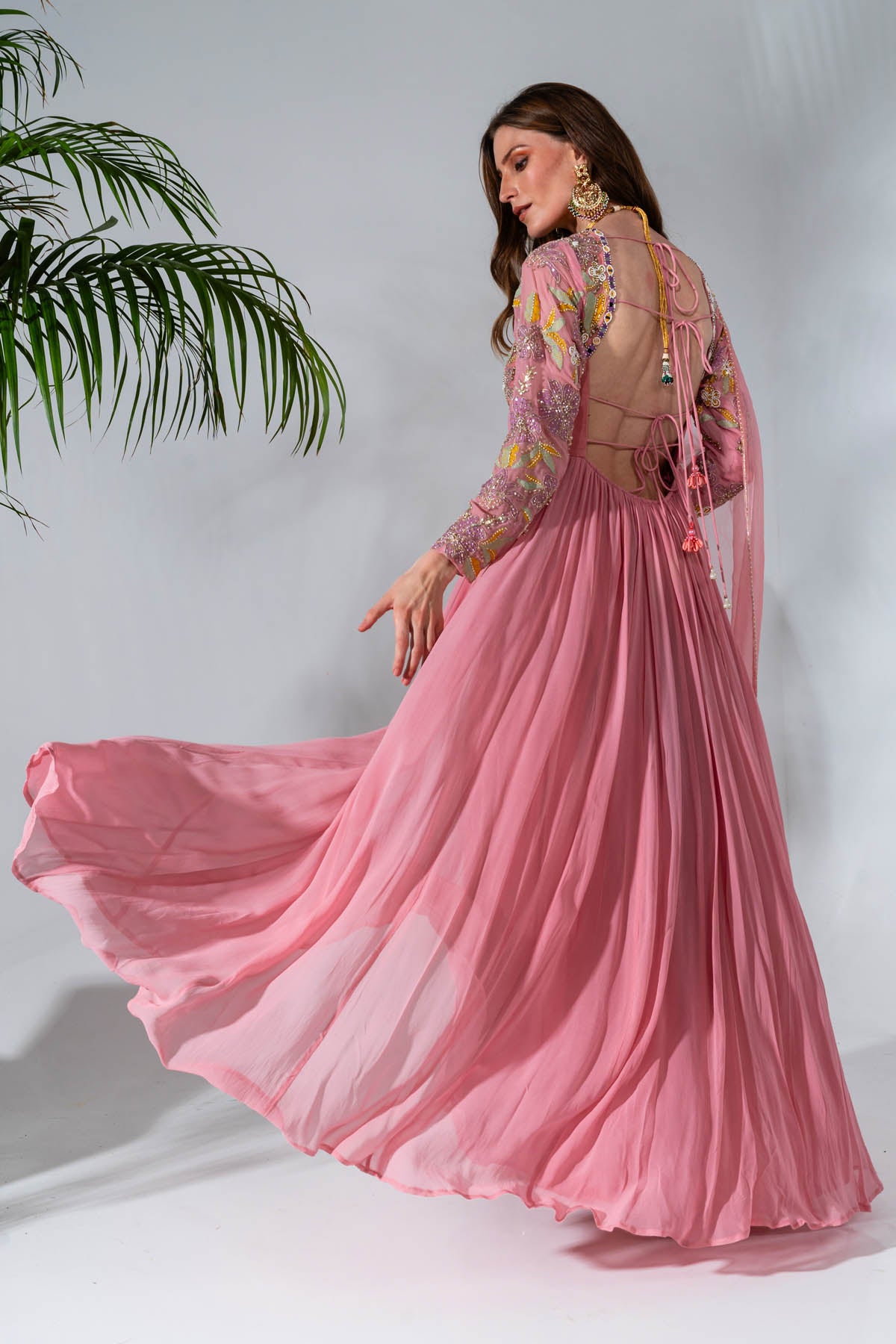 Pink Georgette Anarkali Set