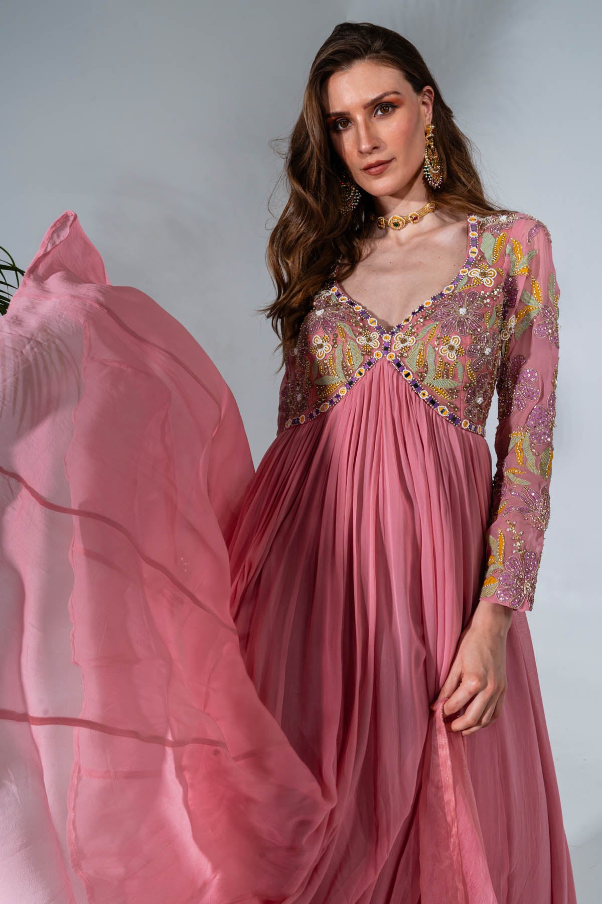 Pink Georgette Anarkali Set