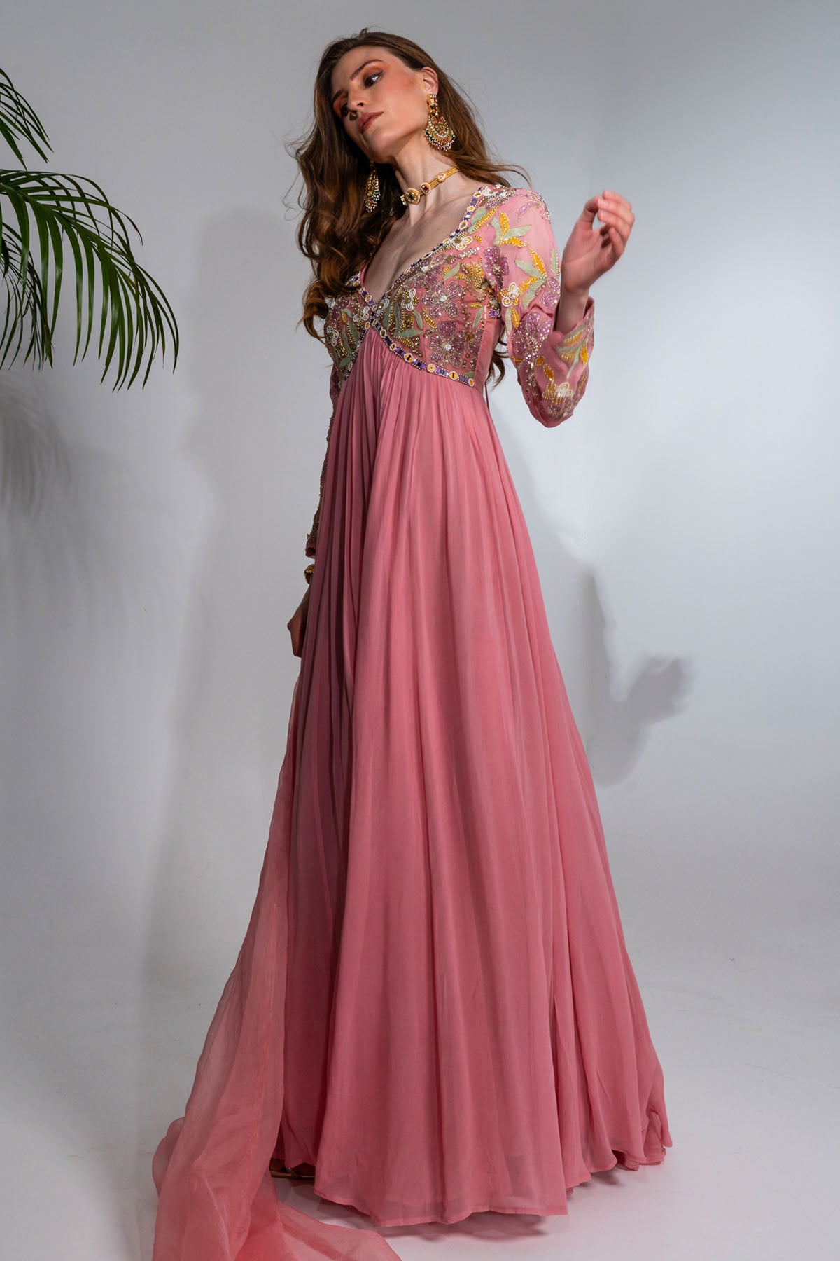 Pink Georgette Anarkali Set