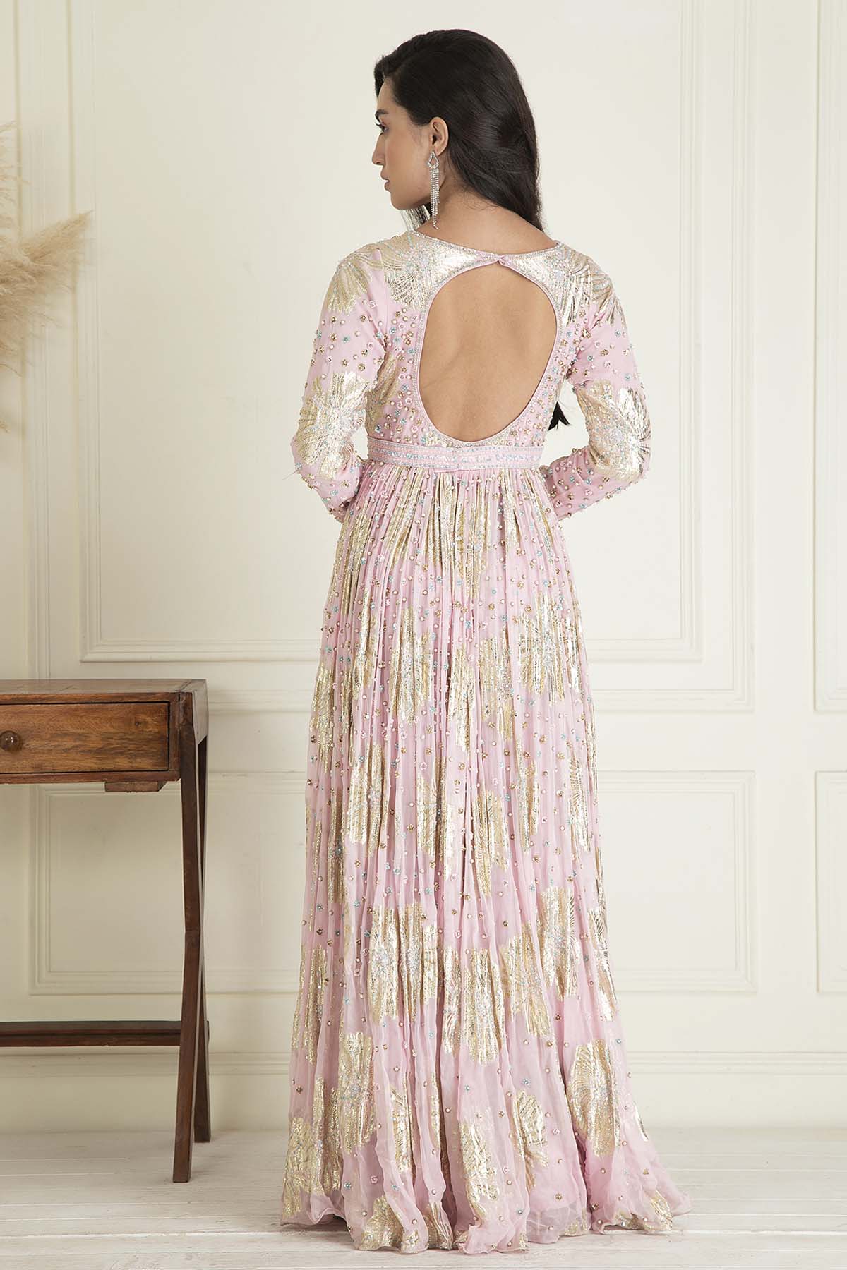 Pink Embroidered Anarkali Set