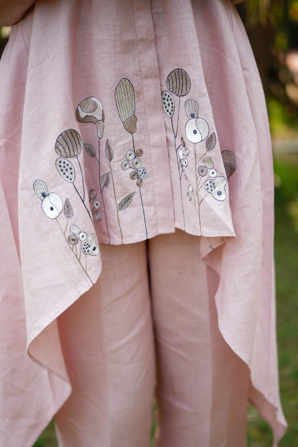 Pink Embroidered High Low Tunic