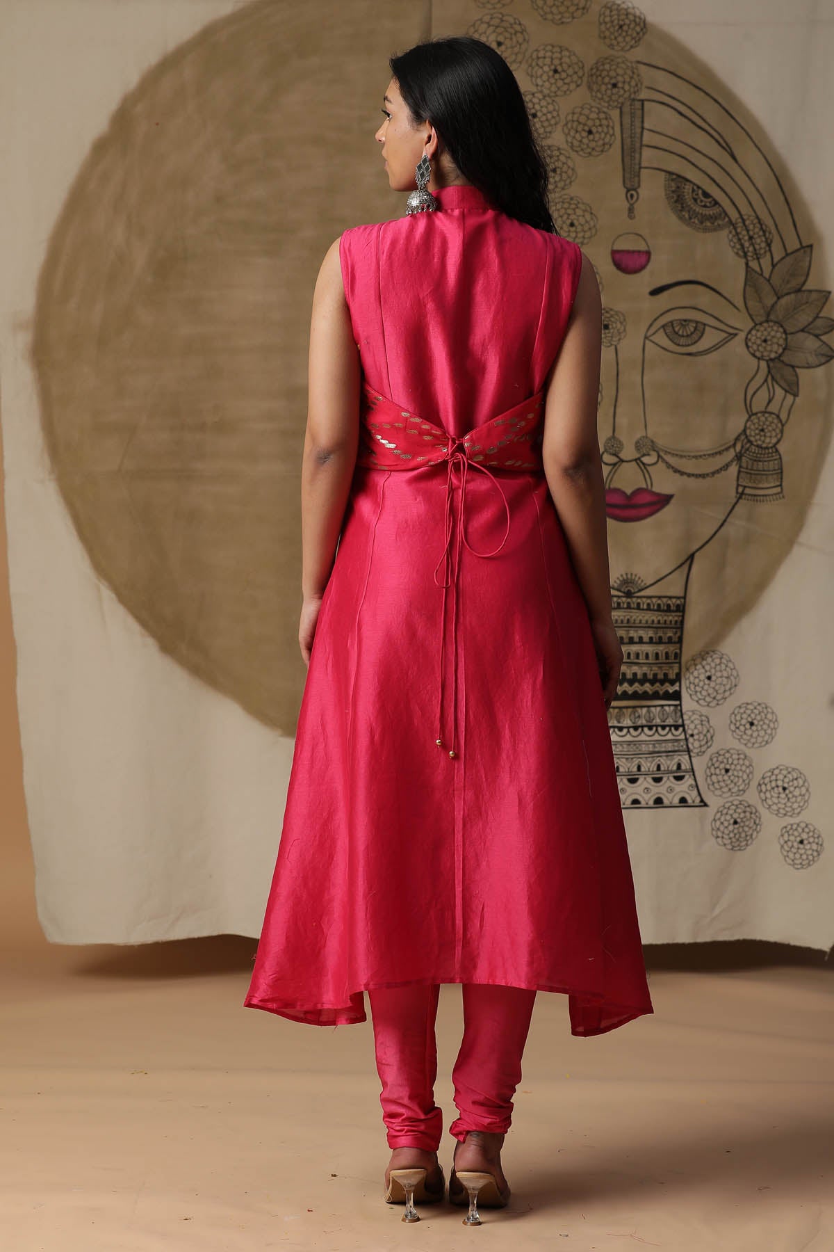 Pink Chanderi Silk Emb Kurta Set