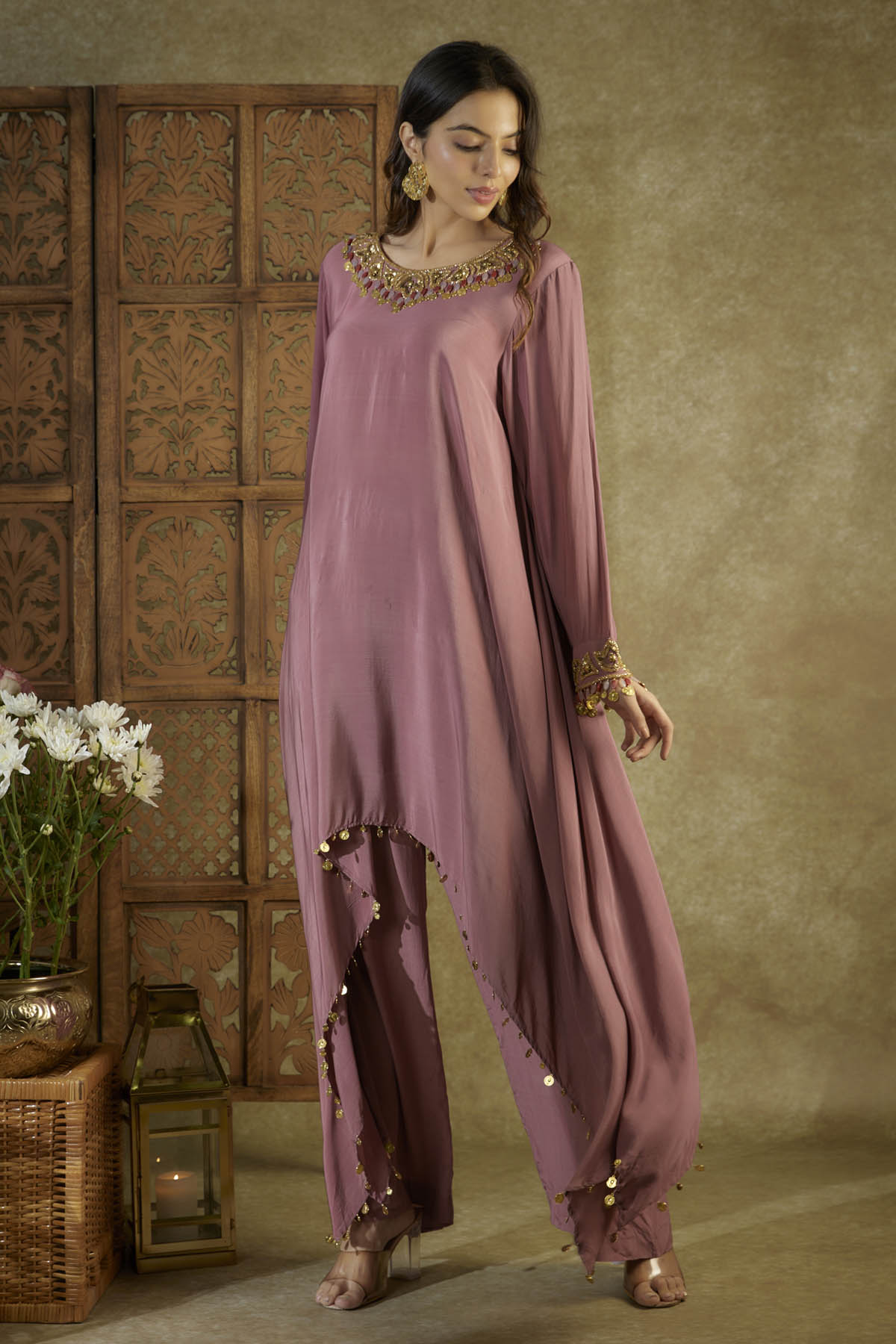 Pink Embroidered Kurta & Pants