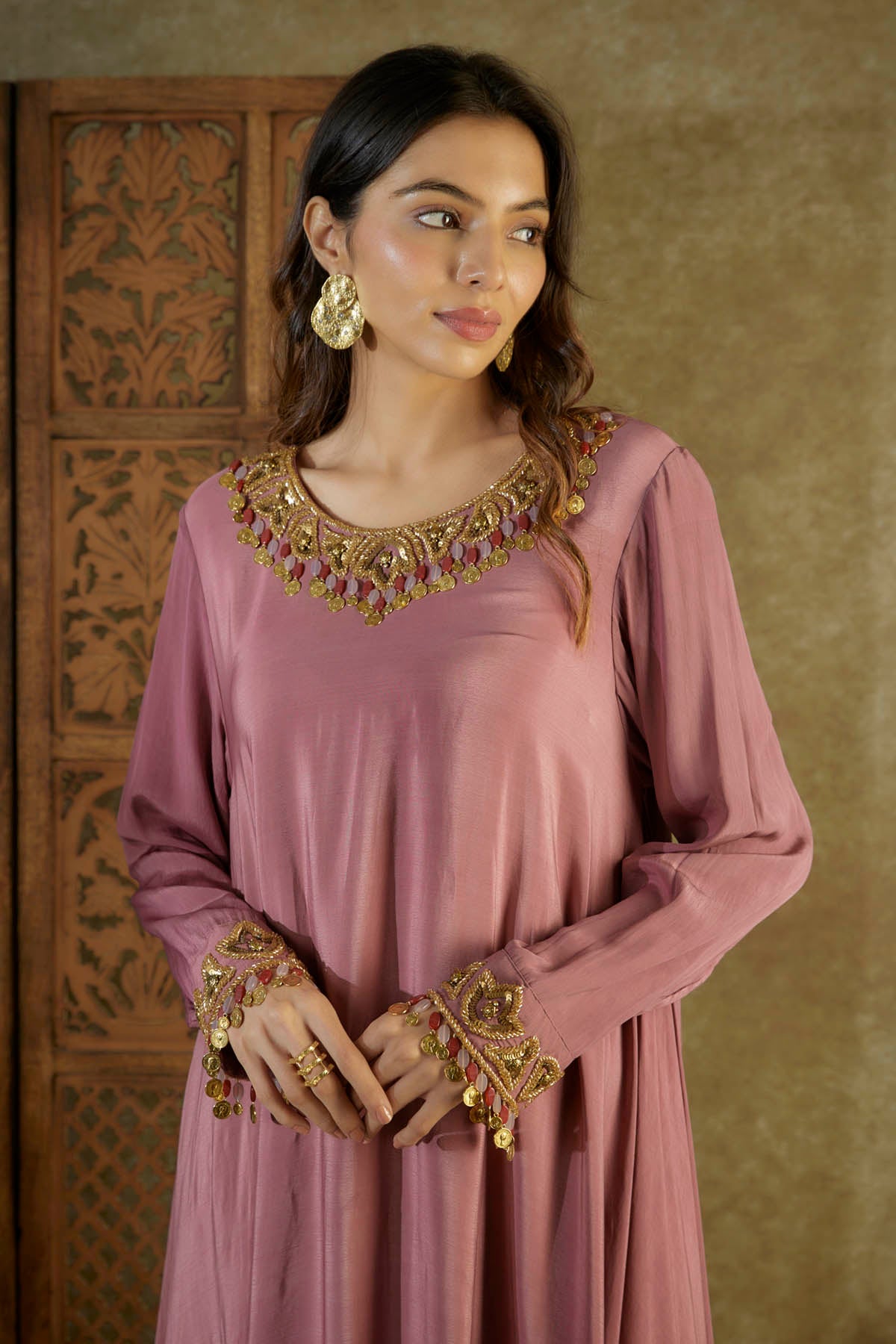 Pink Embroidered Kurta & Pants