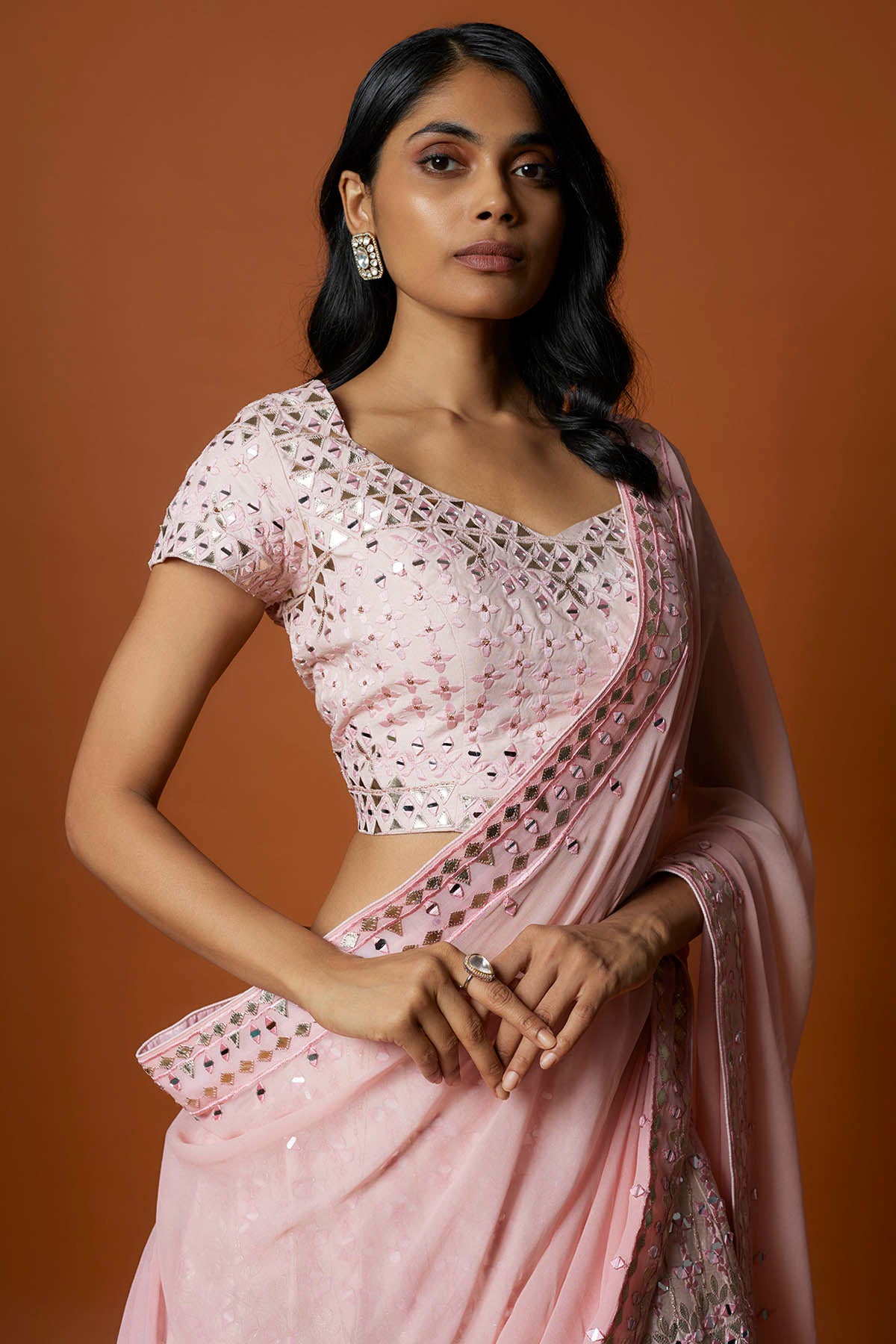 Pink Raw Silk Lehenga Set
