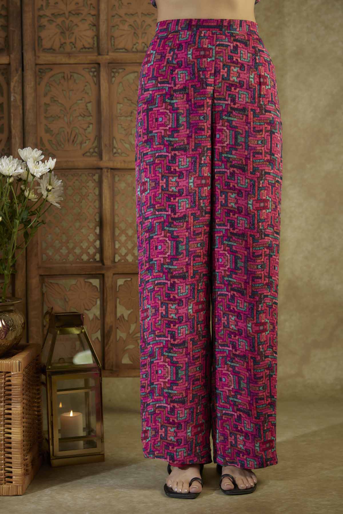 Pink Embroidered Printed Co-ord Set