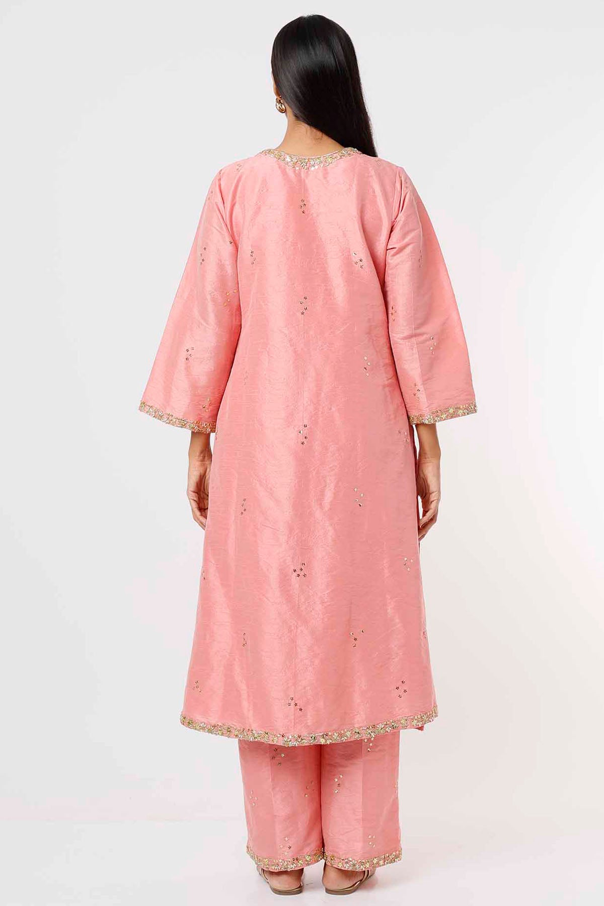 Pink Raw Silk Kurta & Pants