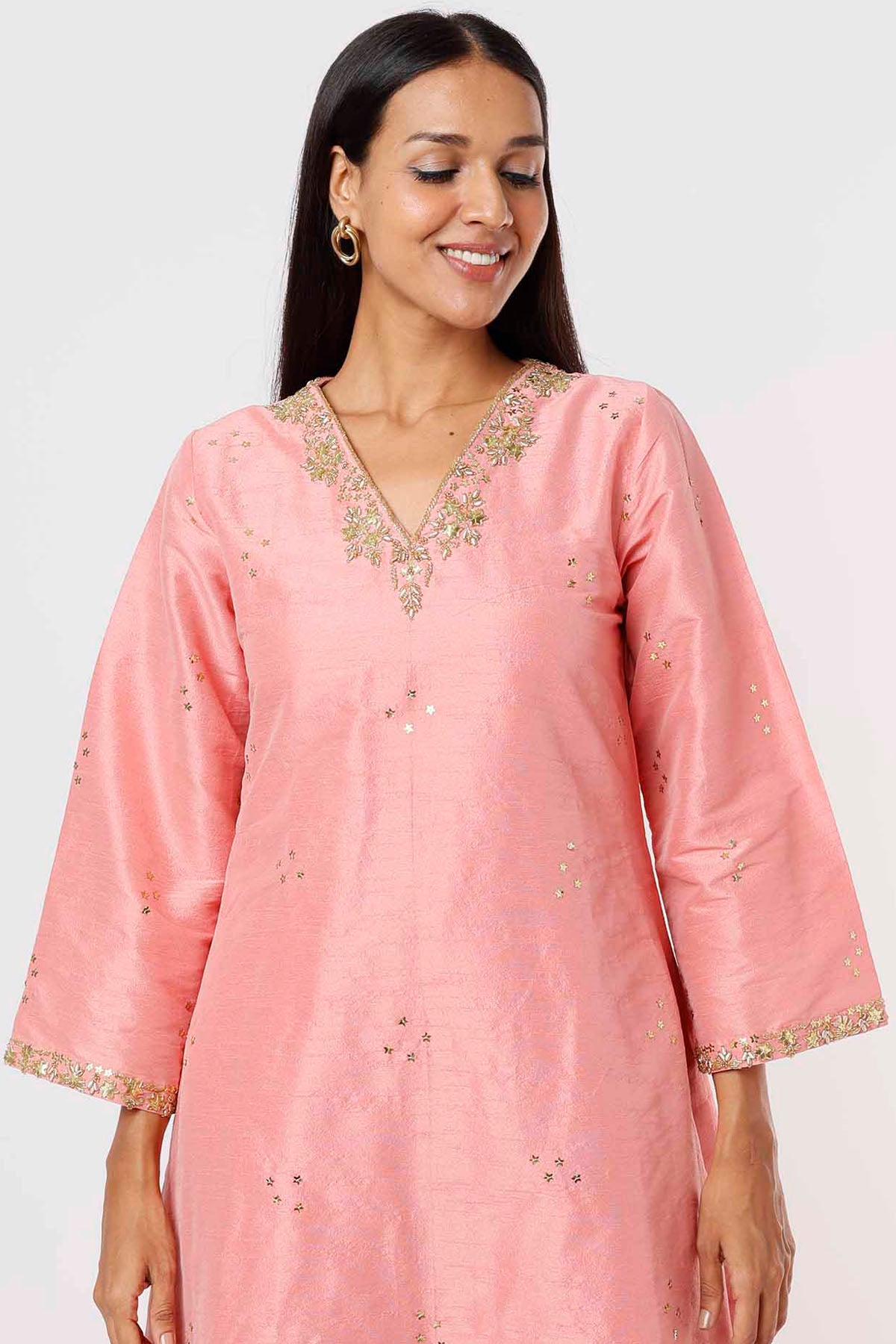 Pink Raw Silk Kurta & Pants