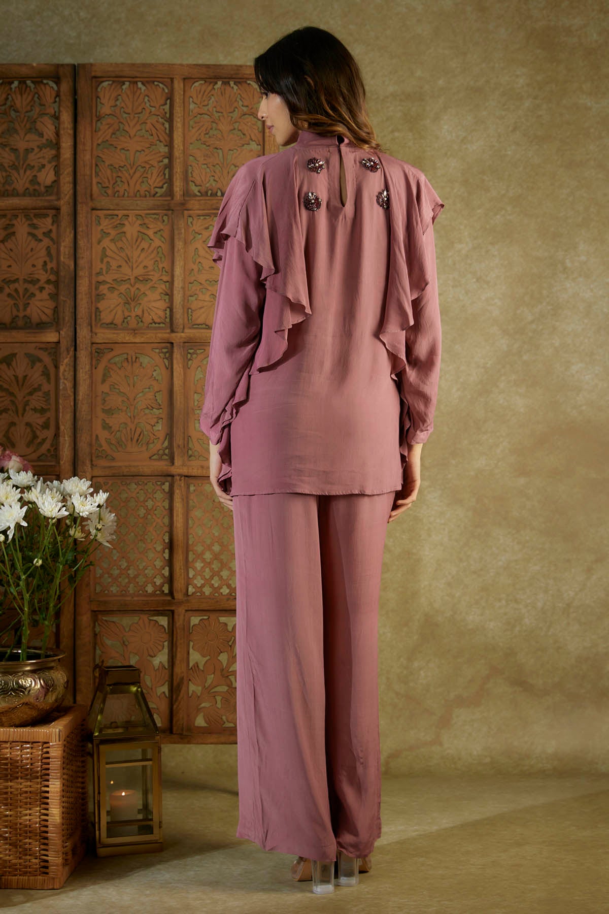 Pink Embroidered Top & Pants