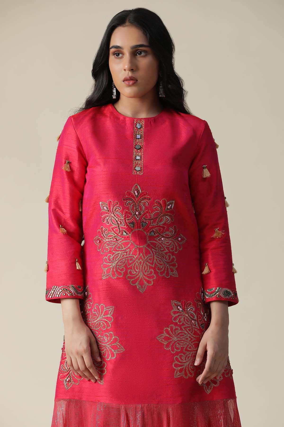 Pink Embroidered Tunic & Pants