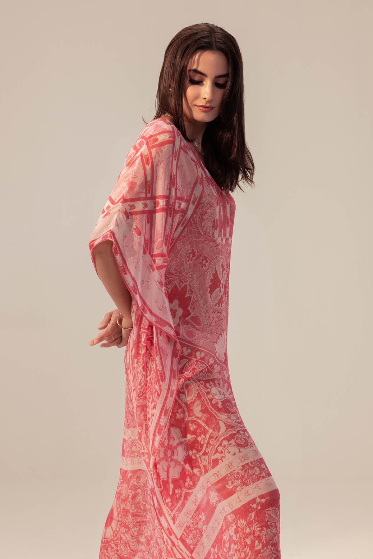 Pink Ethnic Printed Kaftan