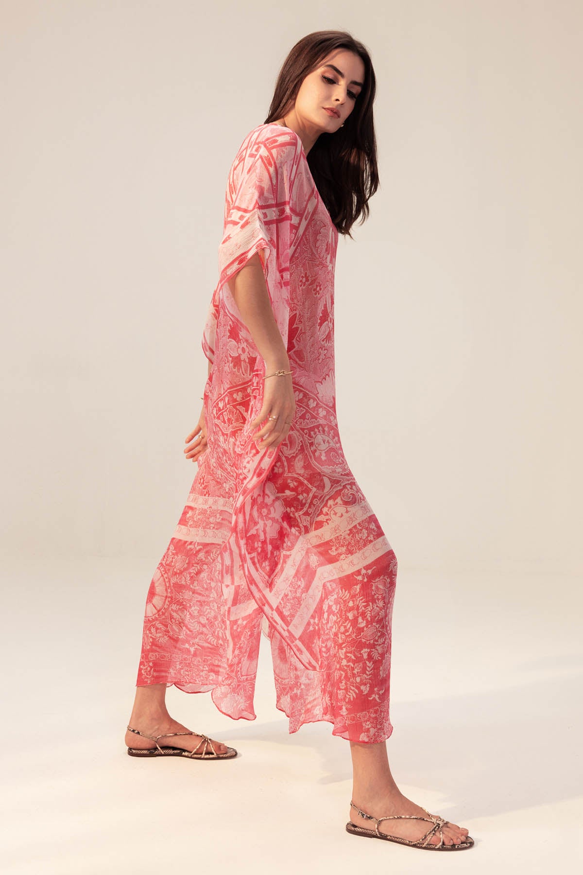 Pink Ethnic Printed Kaftan