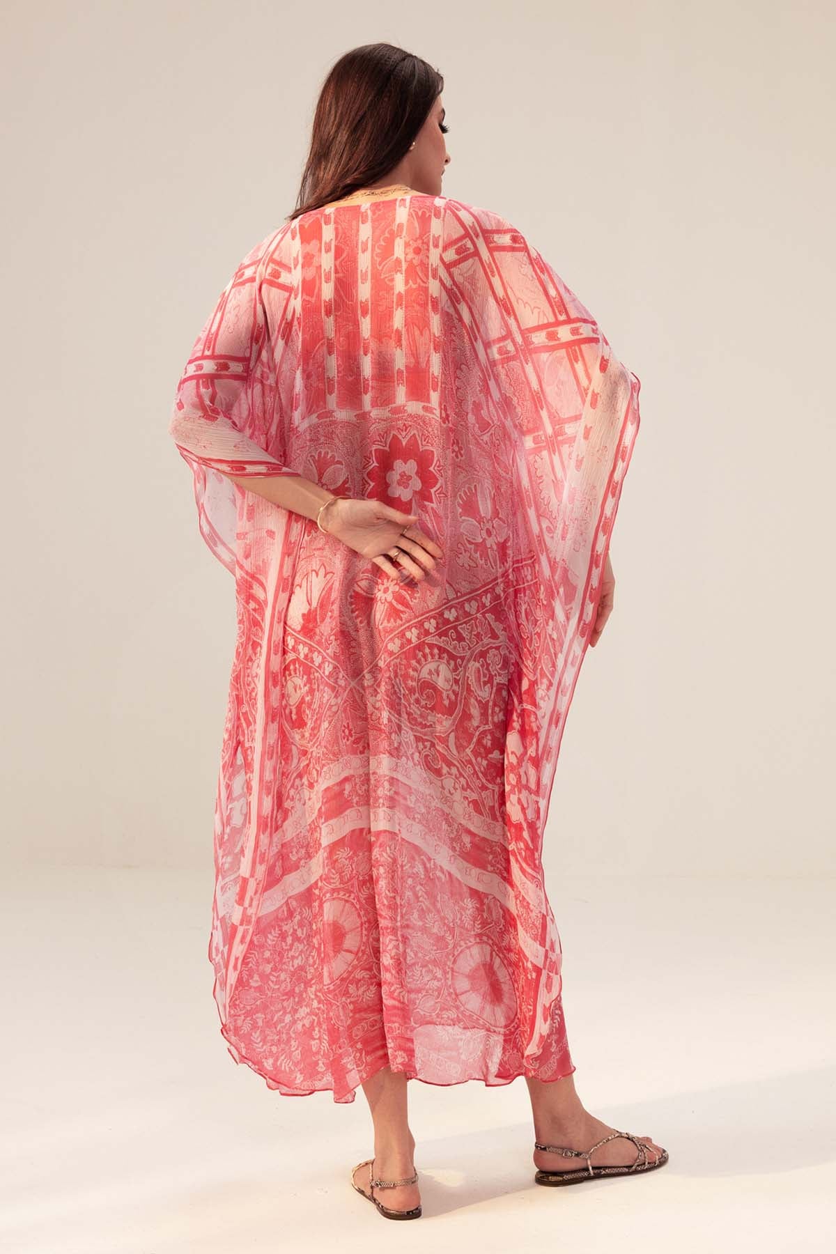 Pink Ethnic Printed Kaftan