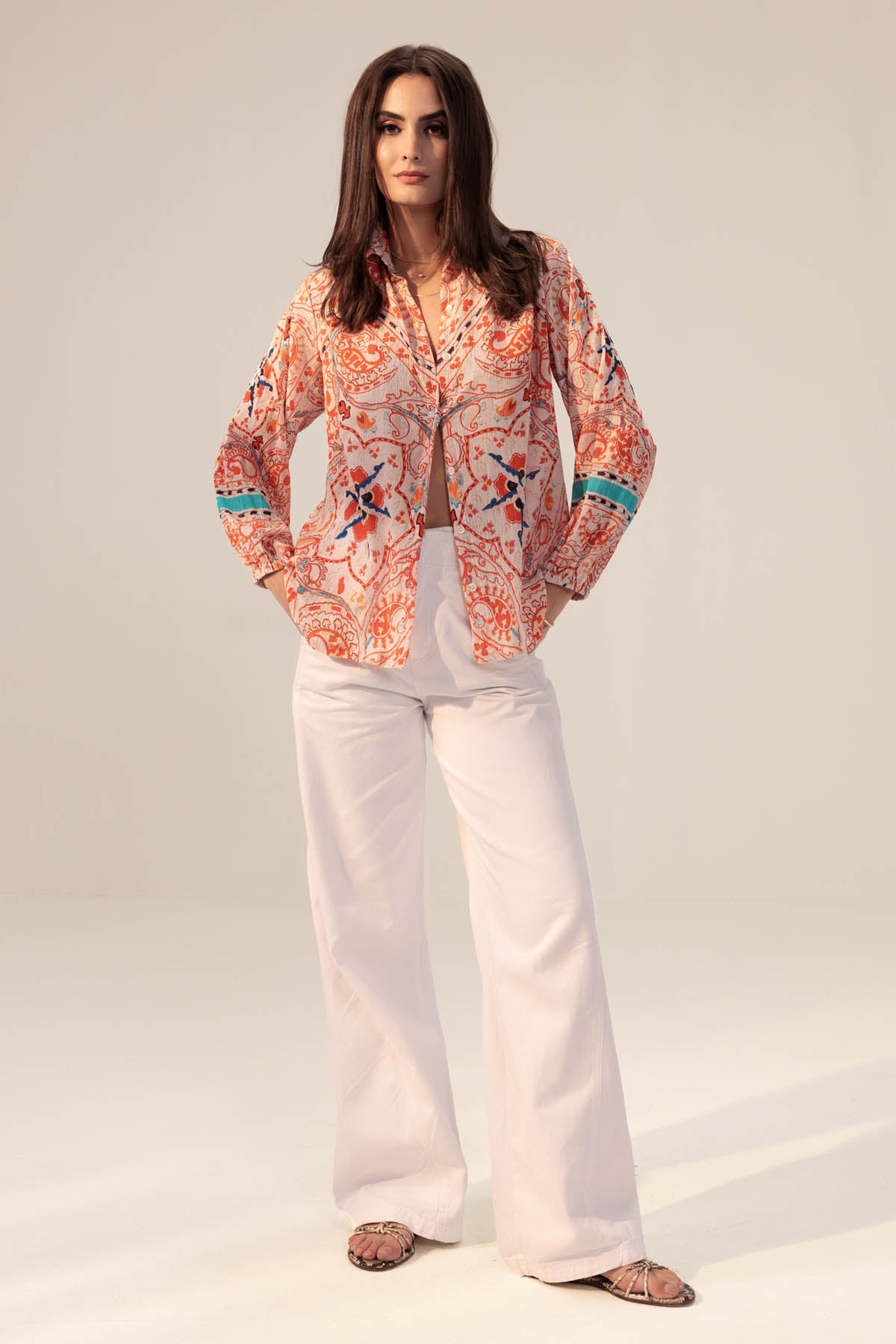 Pink Ethnic Printed Shirt