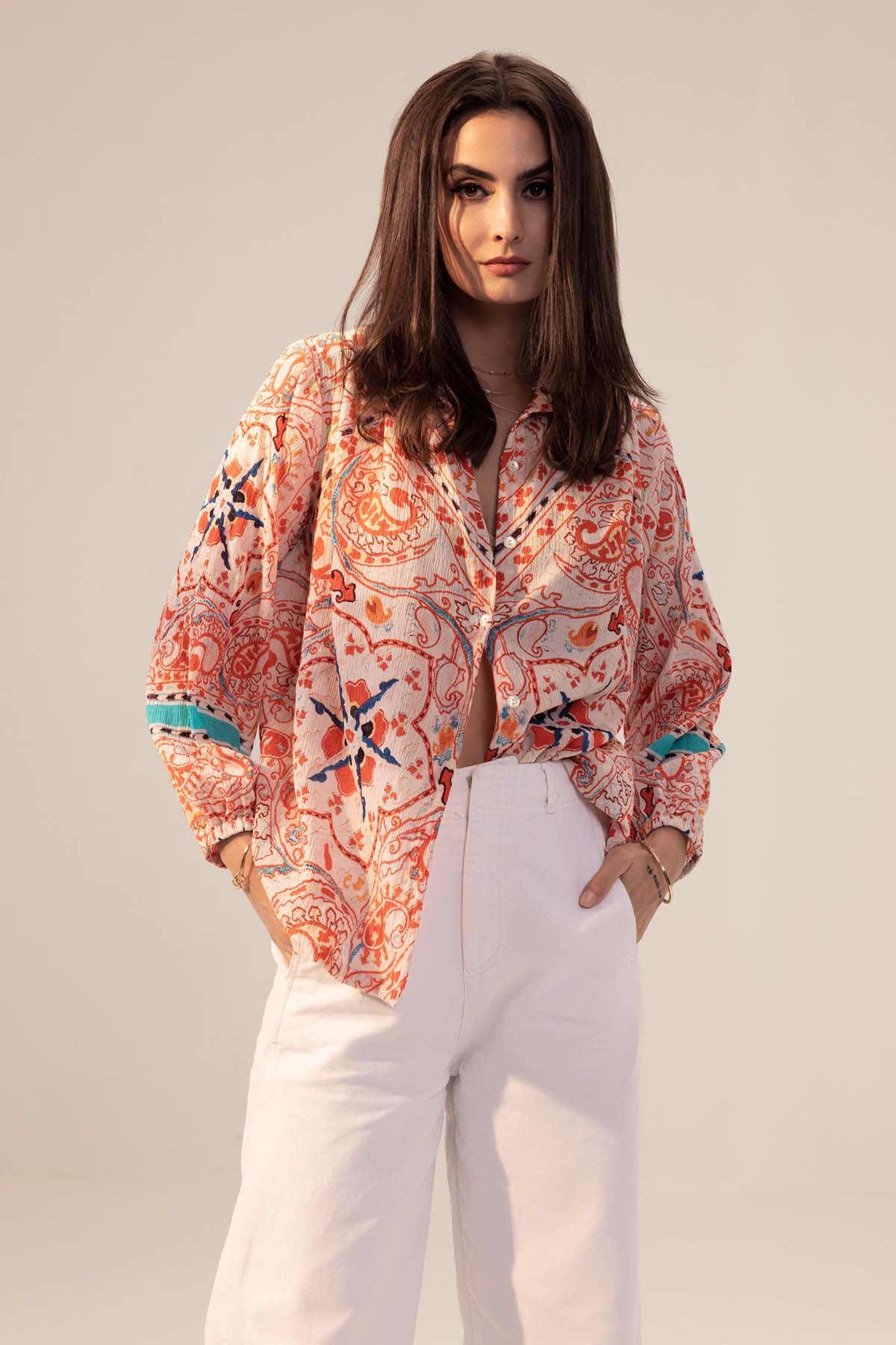 Pink Ethnic Printed Shirt