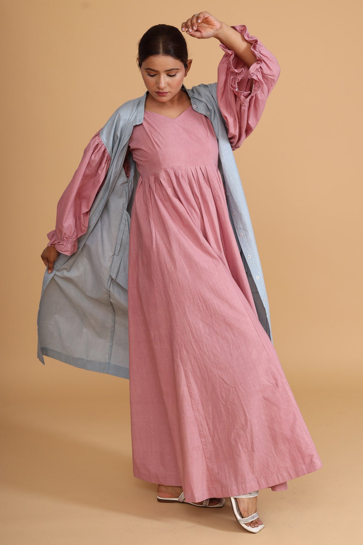 Pink Flared Jumpsuit & Overlay