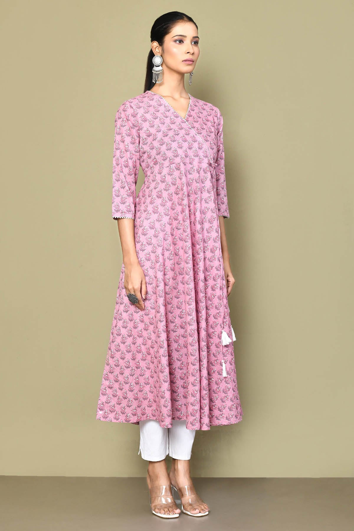 Pink Floral Print Ethnic Kurta