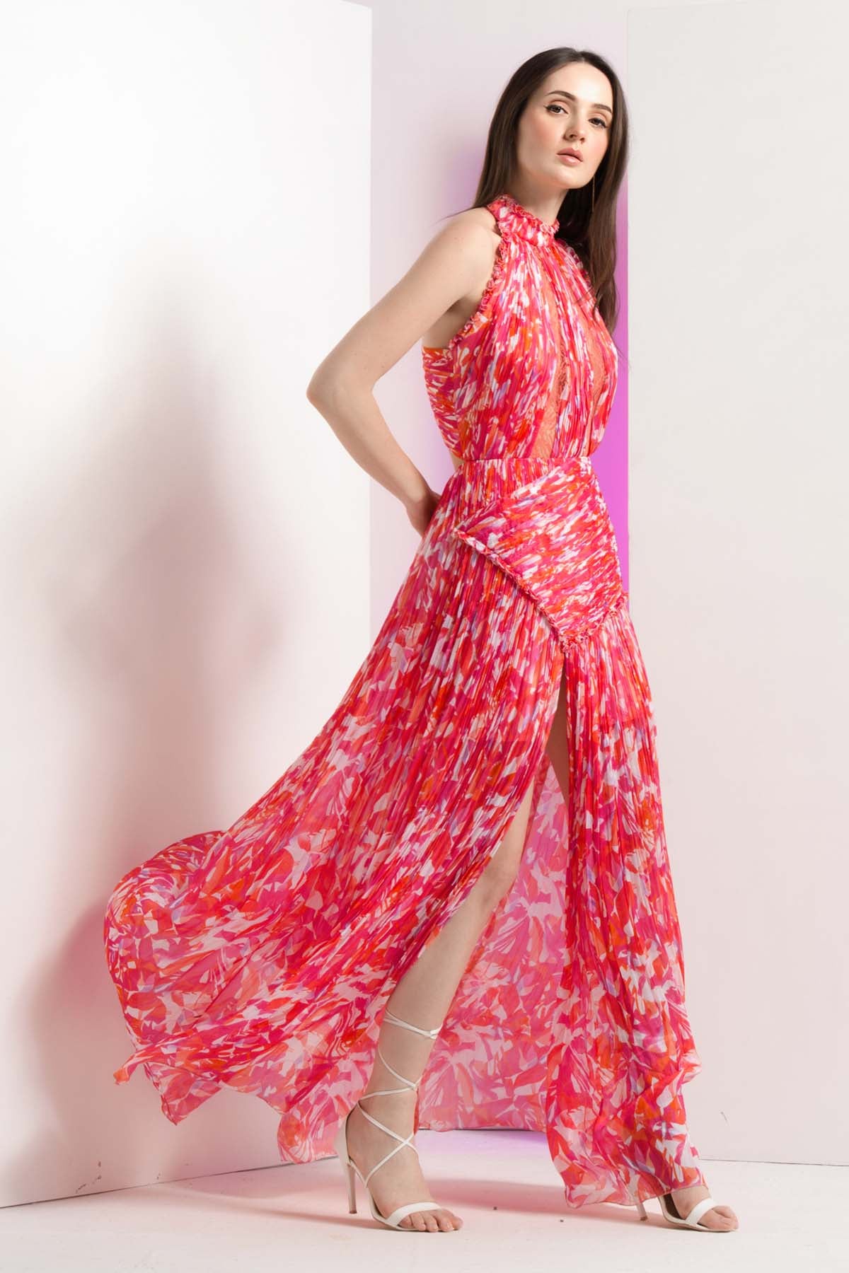 Pink Geometric Pattern Dress