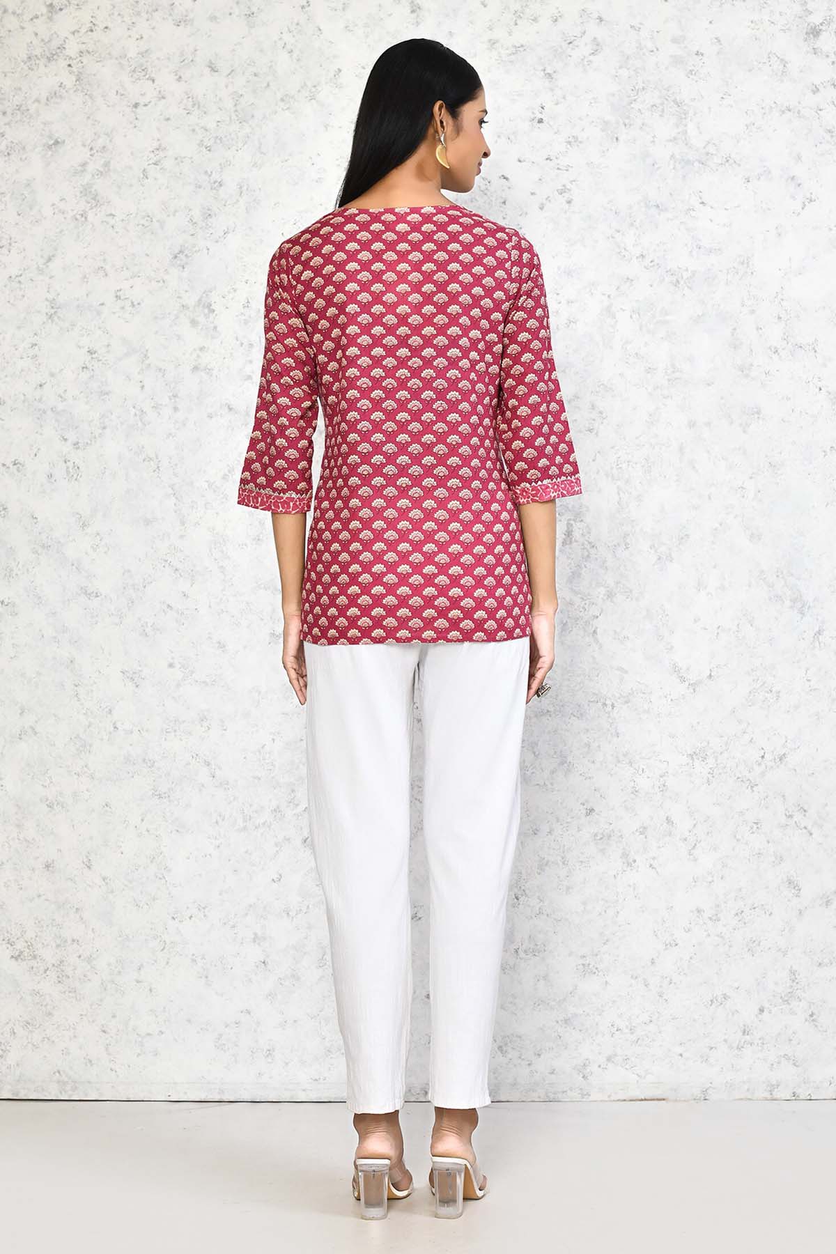 Pink Gota Lace Embellished Top