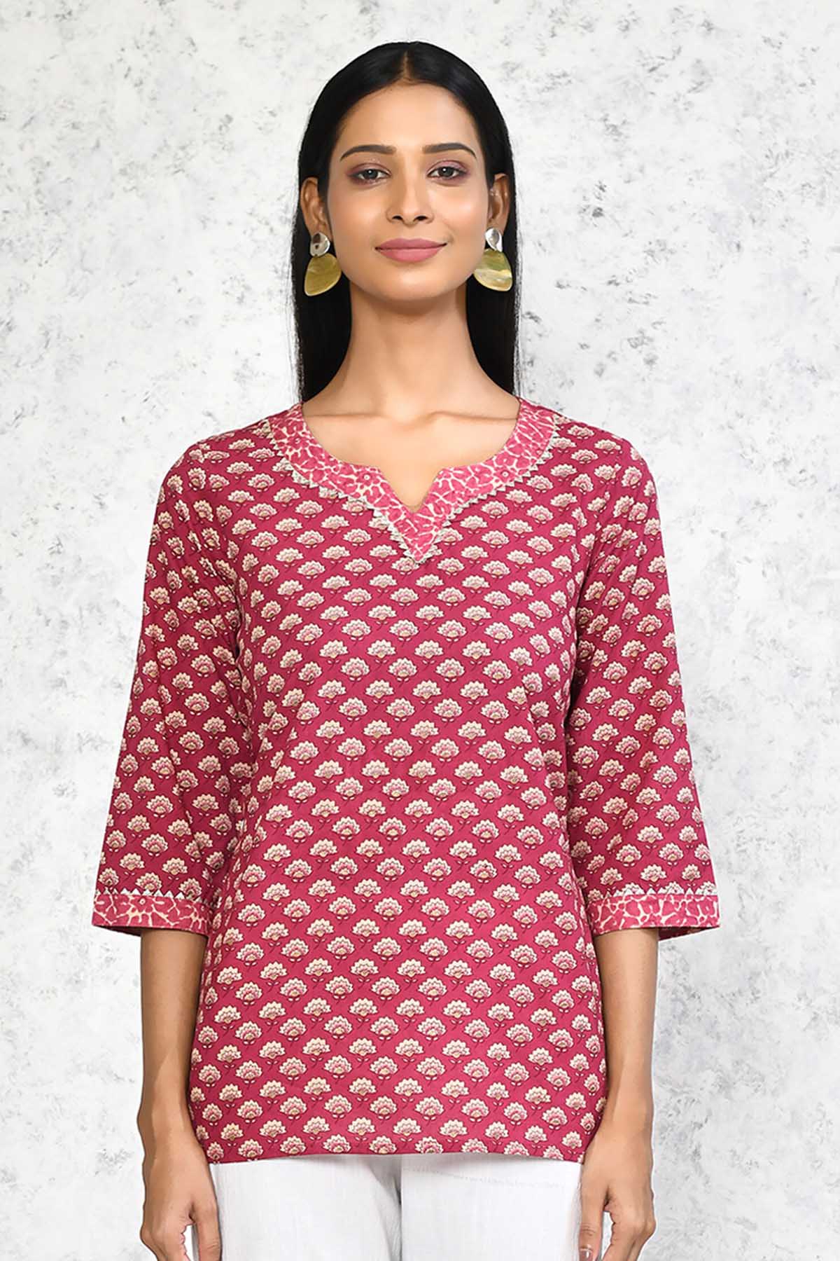 Pink Gota Lace Embellished Top