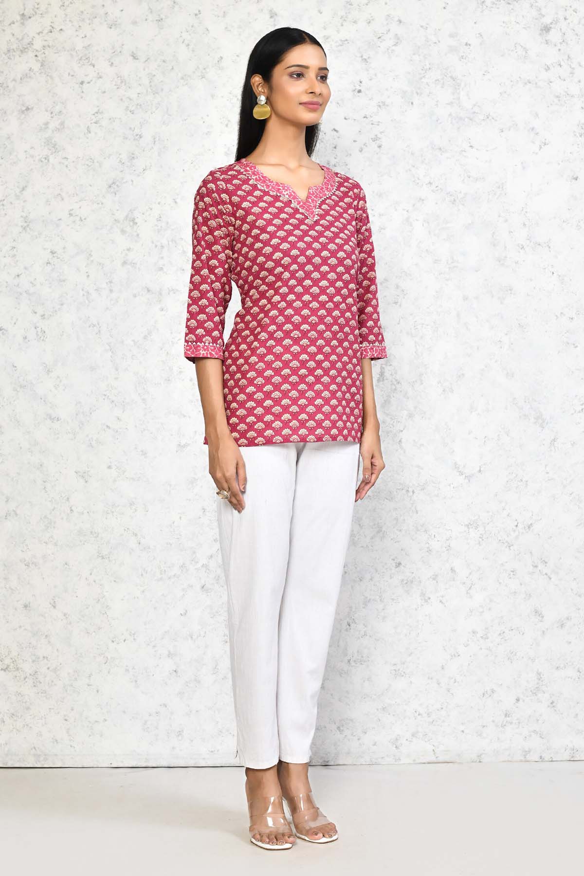 Pink Gota Lace Embellished Top