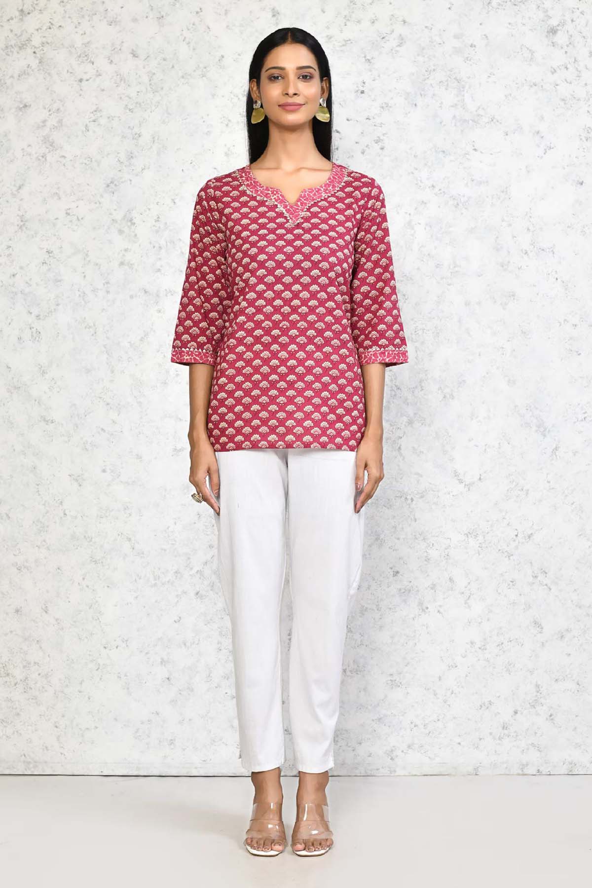 Pink Gota Lace Embellished Top