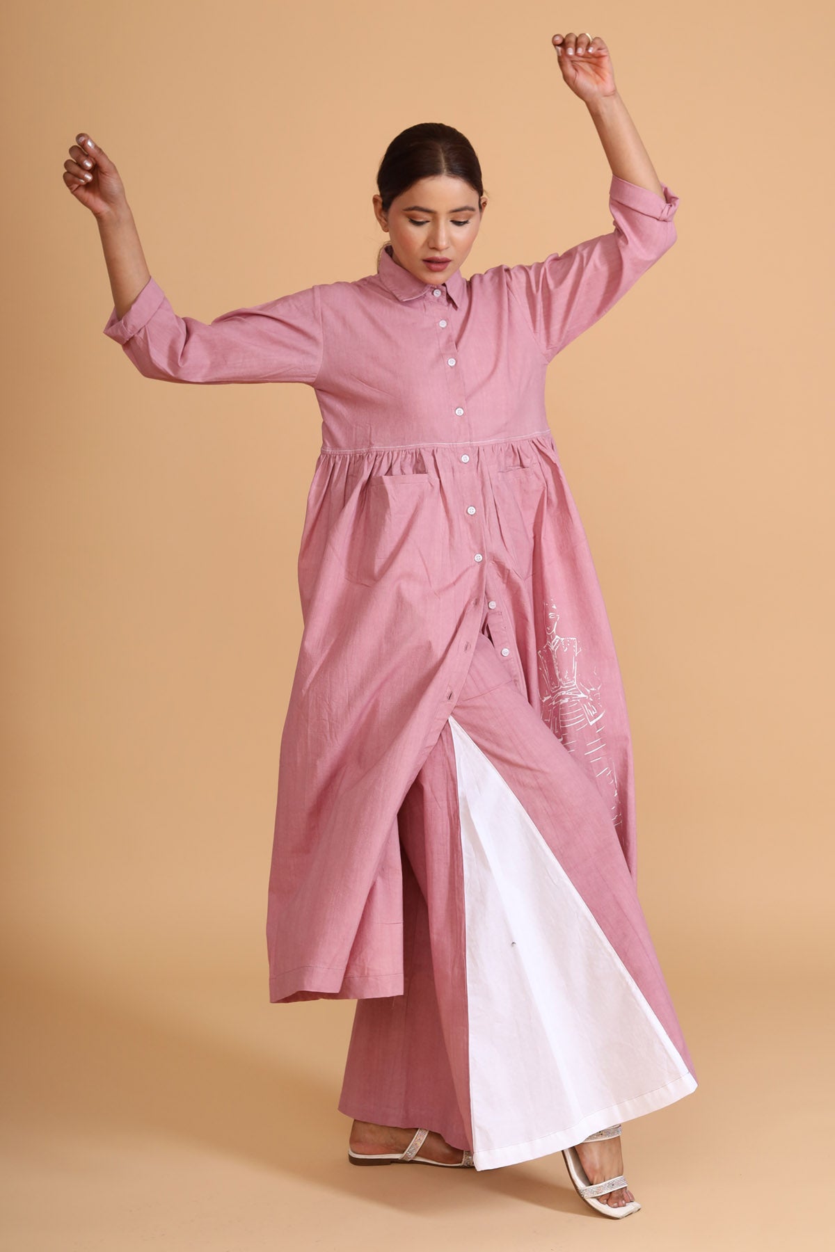 Pink Hand Painted Shirt Tunic