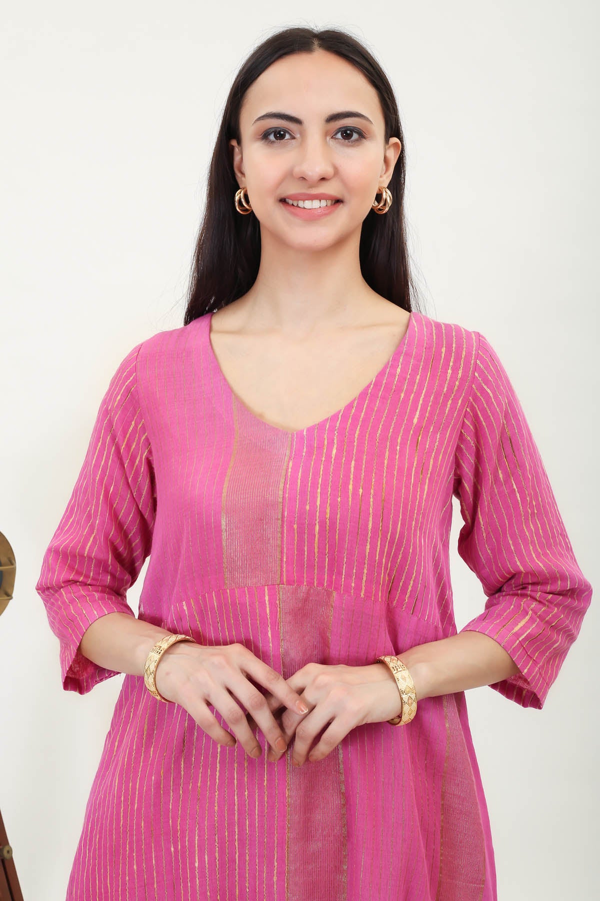 Pink Handwoven Silk Kurta Set