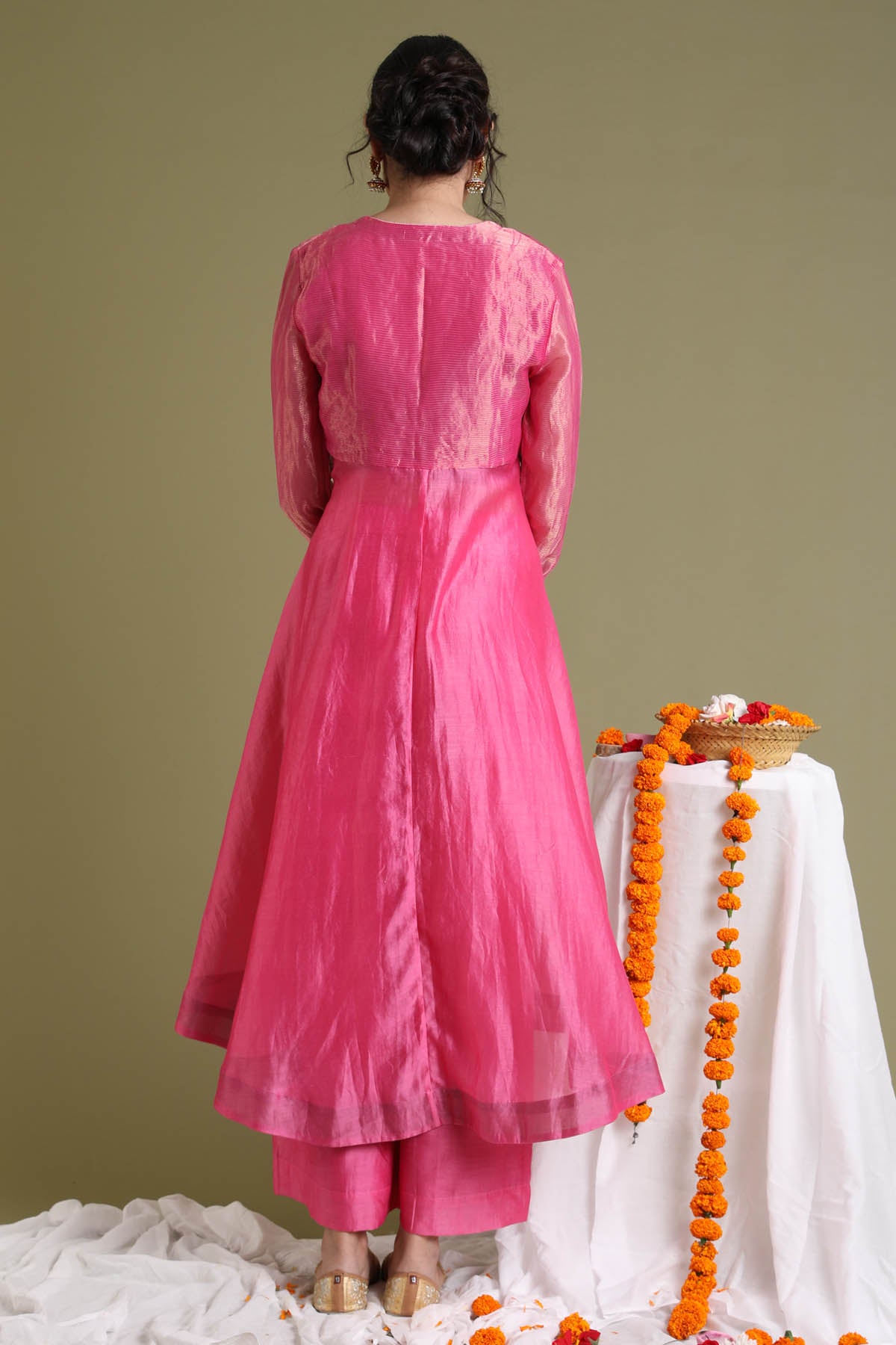 Pink Jacket Style Kurta Set