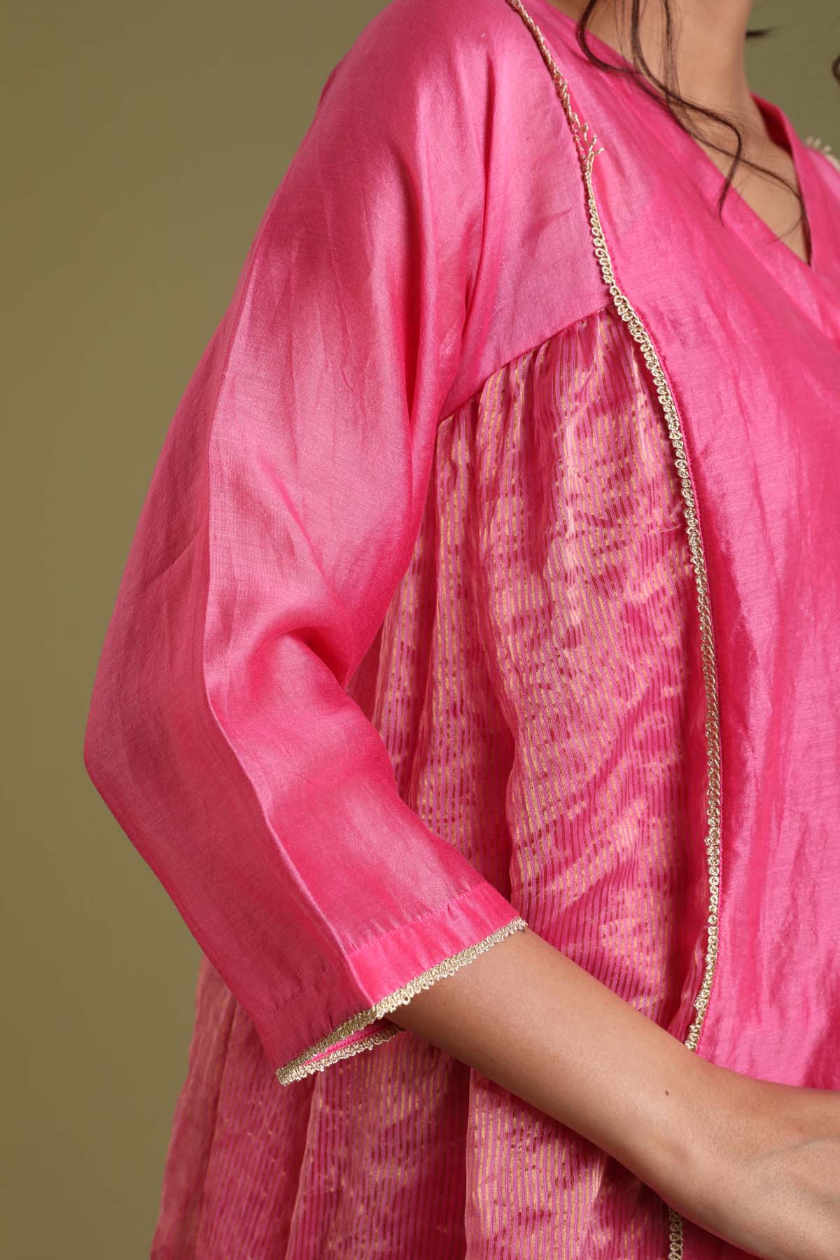 Pink Kalidar Chanderi Kurta Set